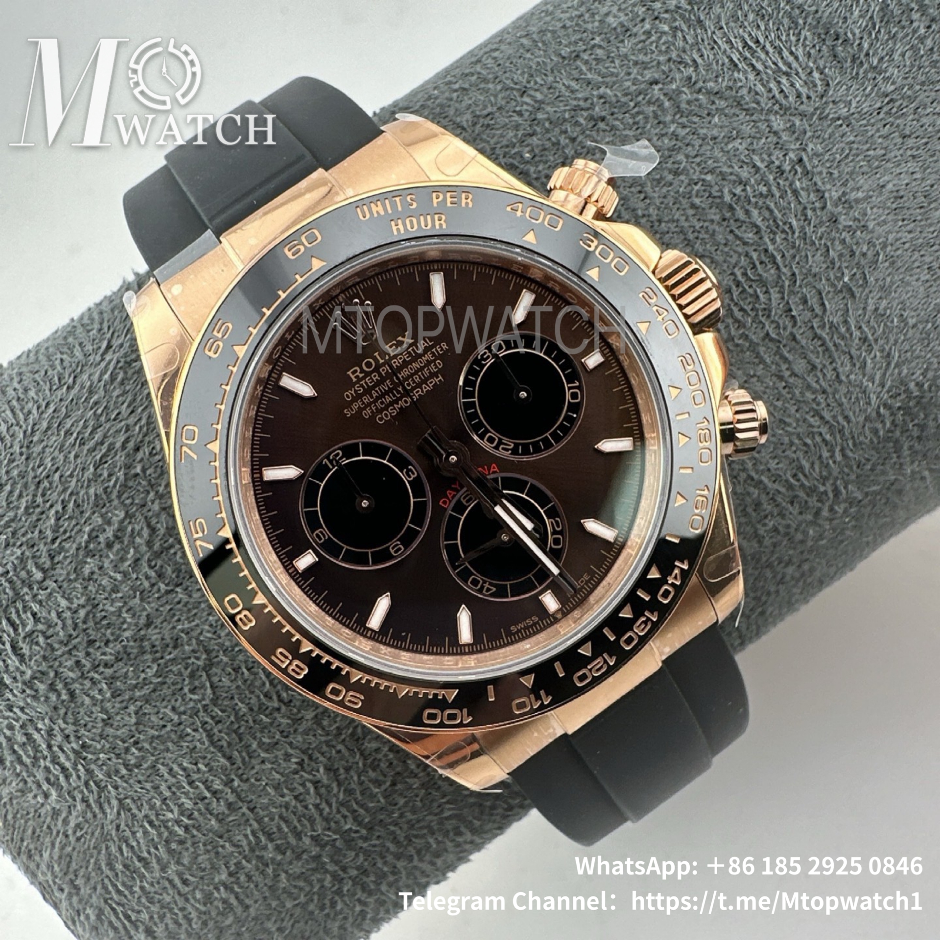 ROLEX - SUPER CLONE Daytona Cosmograph 126515 40mm RG/RU Chocolate/Stk VSF DD4131