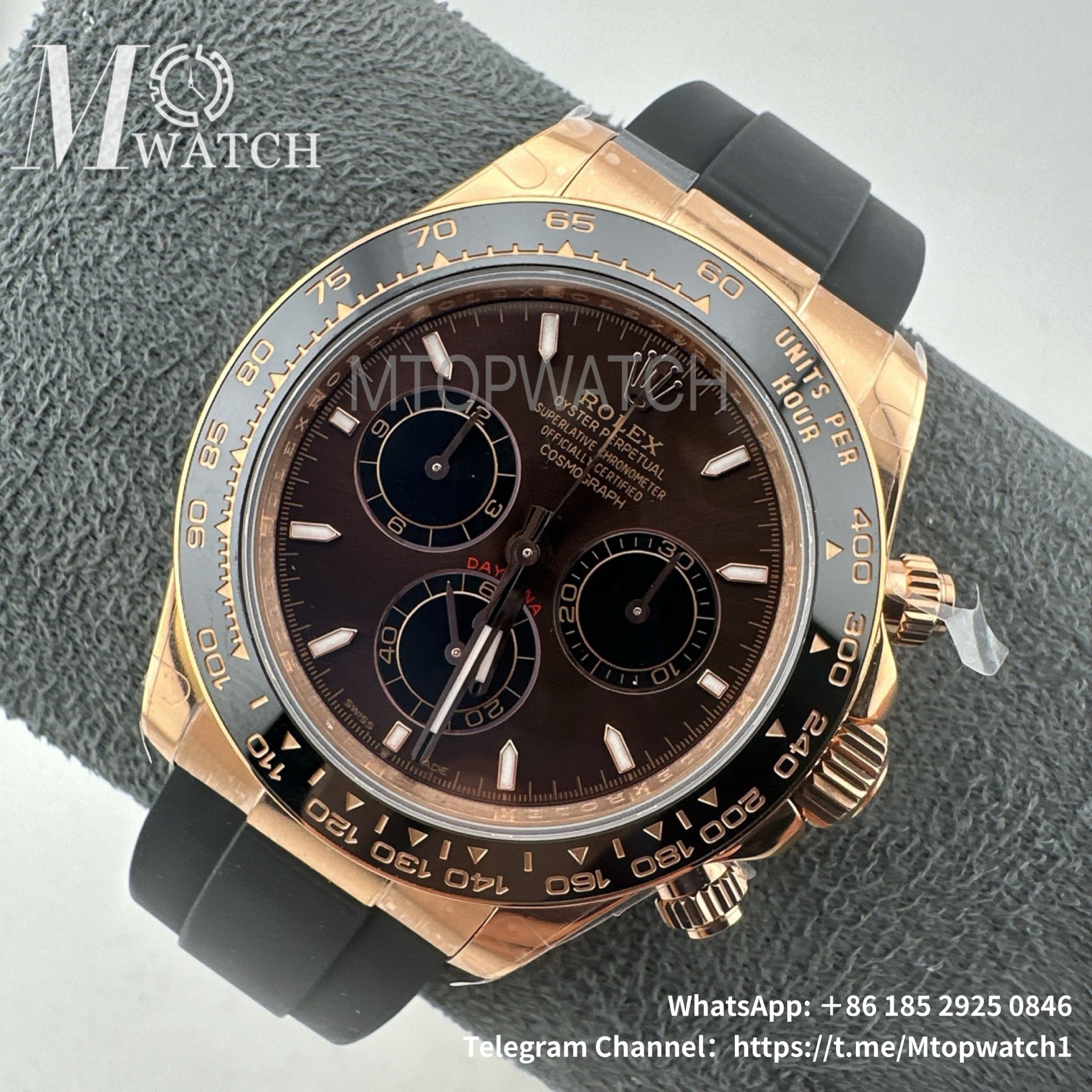 ROLEX - SUPER CLONE Daytona Cosmograph 126515 40mm RG/RU Chocolate/Stk VSF DD4131