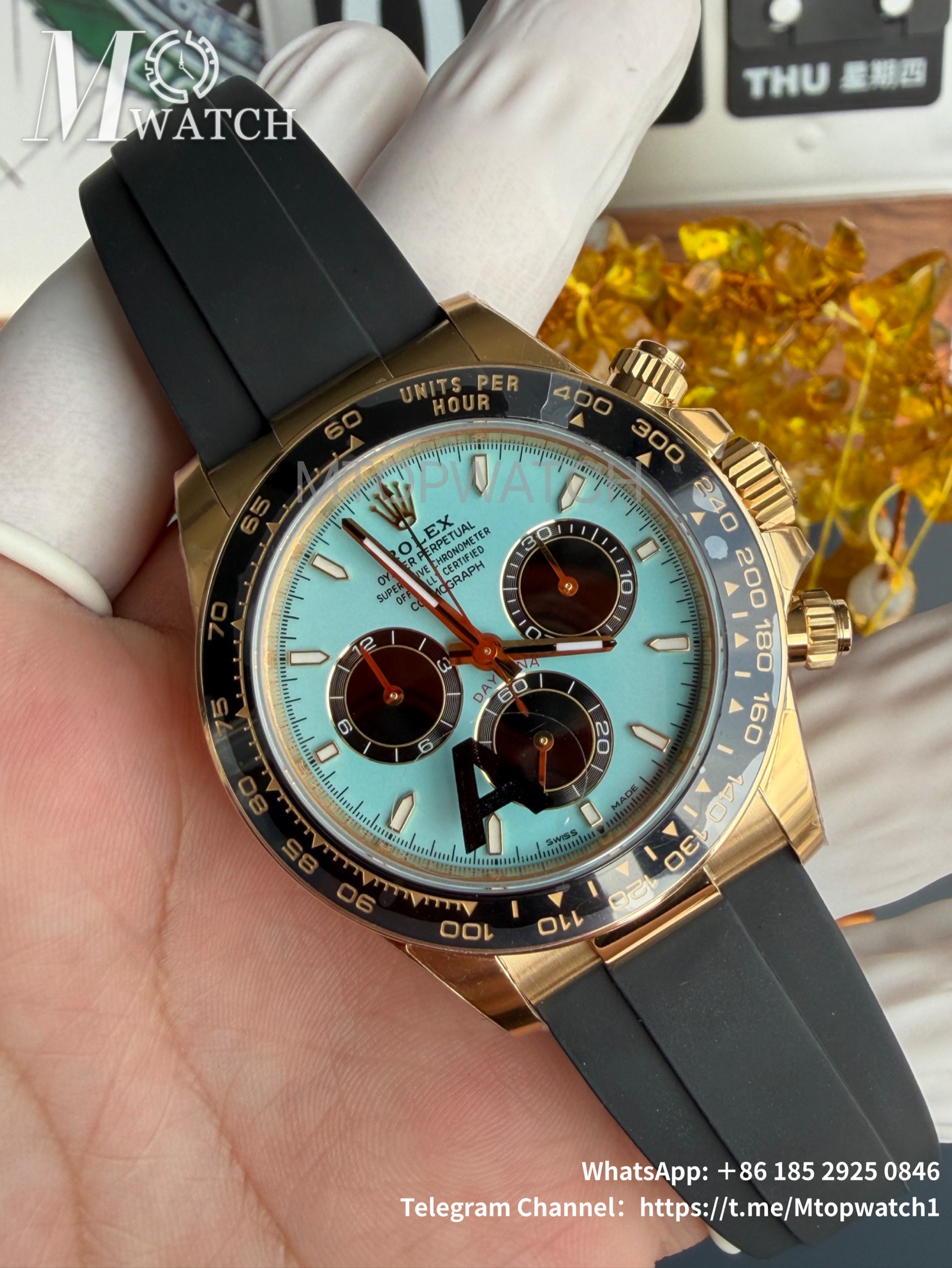 ROLEX - SUPER CLONE Cosmograph Daytona 126518 40mm YG/RU Tiffany/Black VSF DD4131