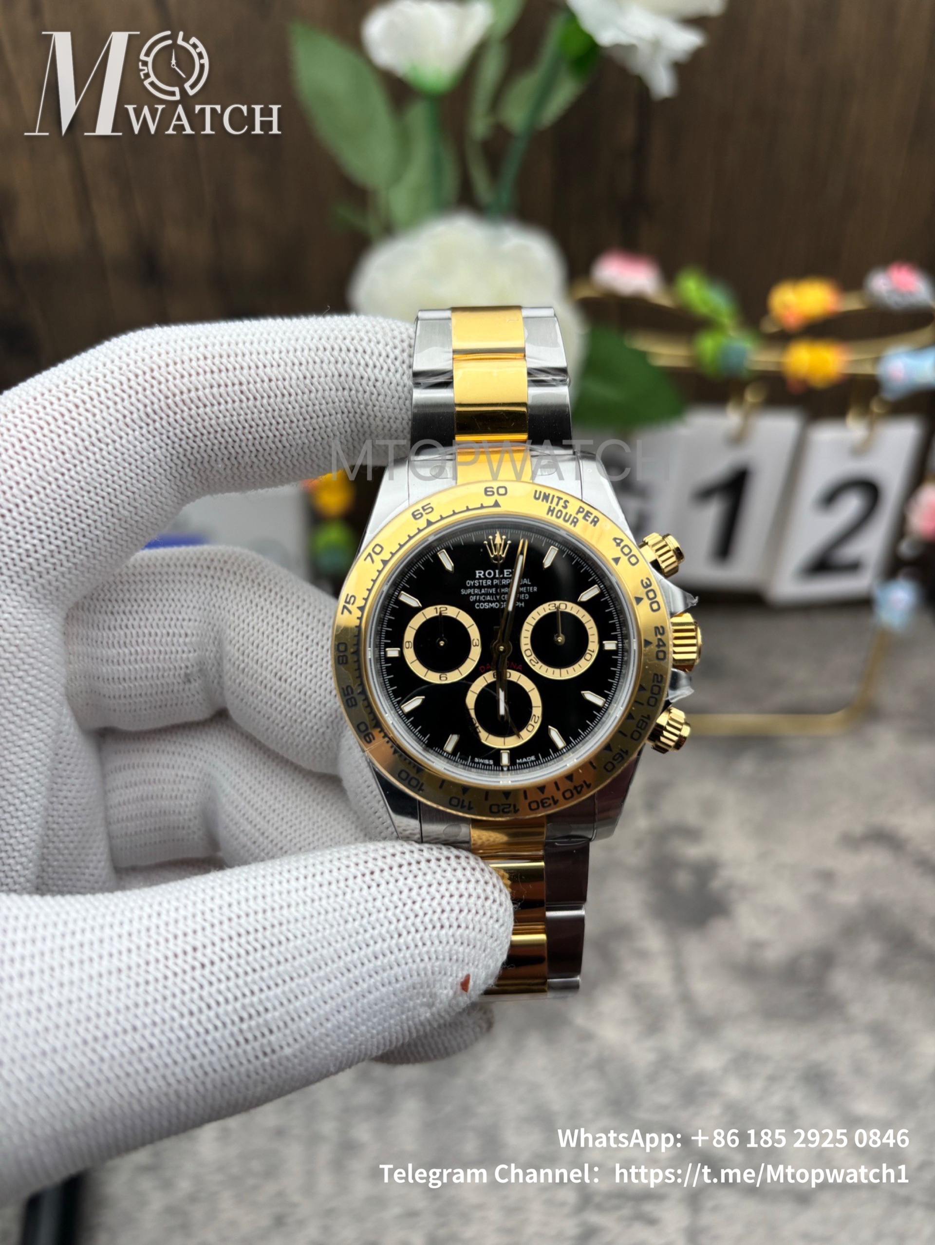 ROLEX - SUPER CLONE Daytona 126503 40mm YG/SS Black/Stk VSF DD4131