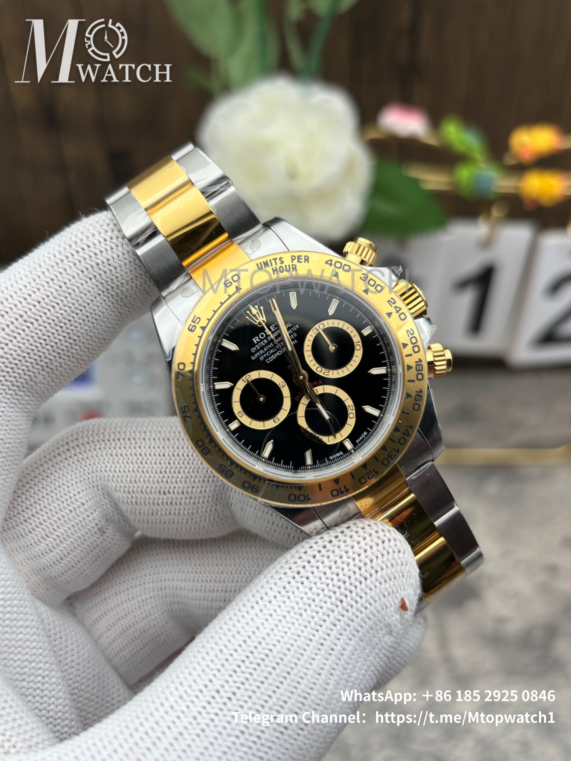 ROLEX - SUPER CLONE Daytona 126503 40mm YG/SS Black/Stk VSF DD4131