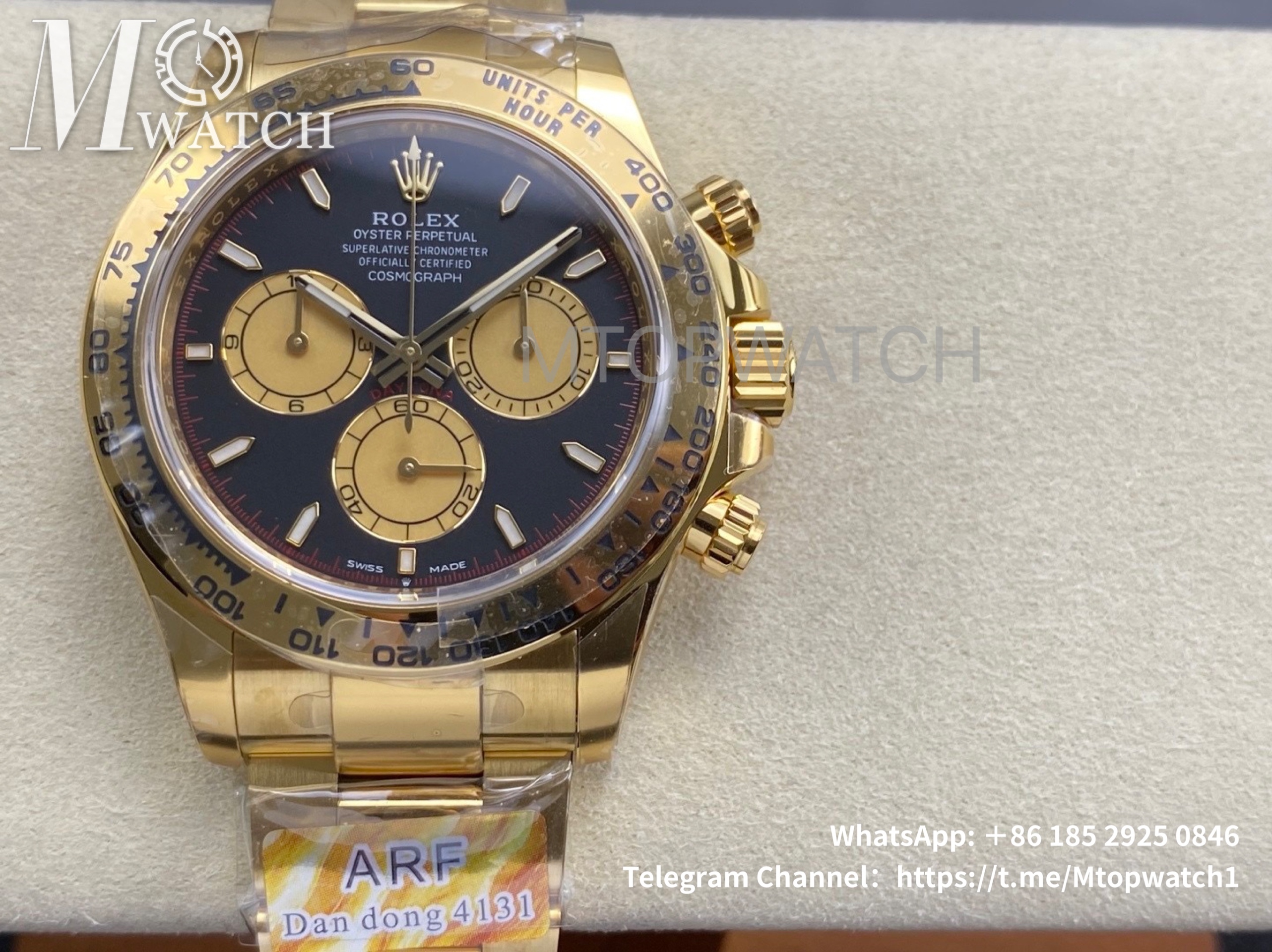 ROLEX - SUPER CLONE Daytona 126508 40mm YG/YG Black/Stk ARF DD4131