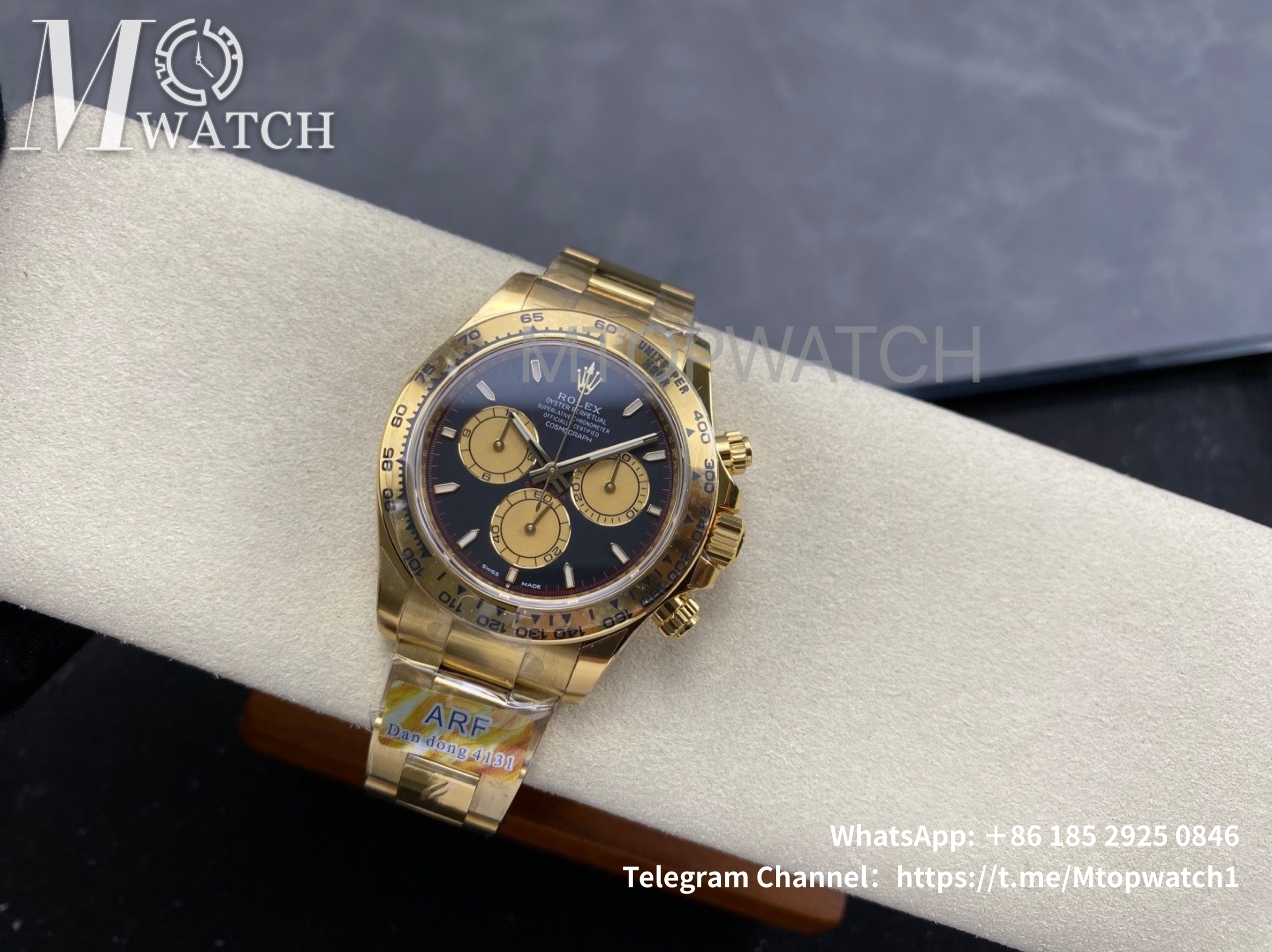 ROLEX - SUPER CLONE Daytona 126508 40mm YG/YG Black/Stk ARF DD4131