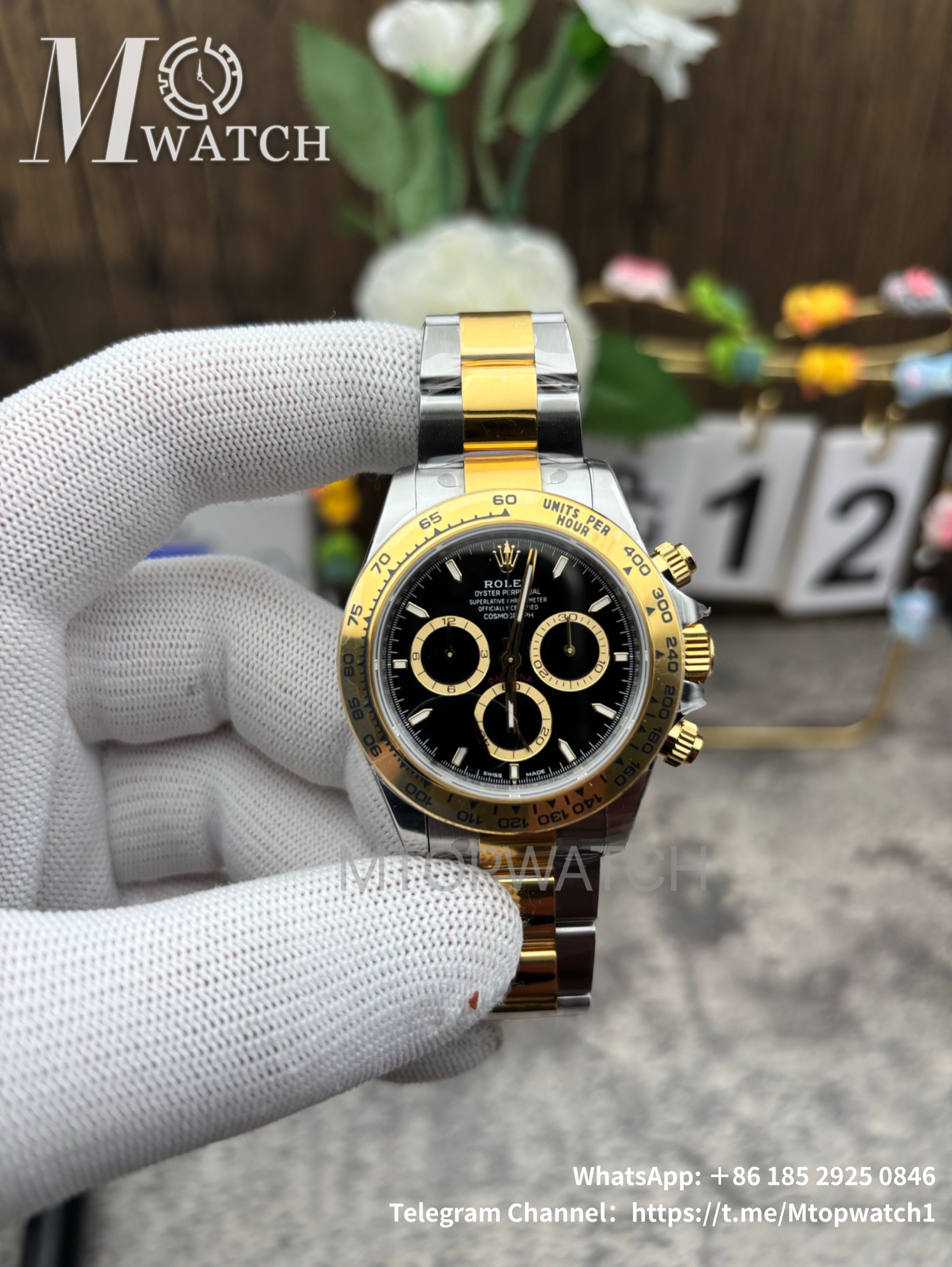ROLEX - SUPER CLONE Daytona 126503 40mm YG/SS Black/Stk VSF DD4131