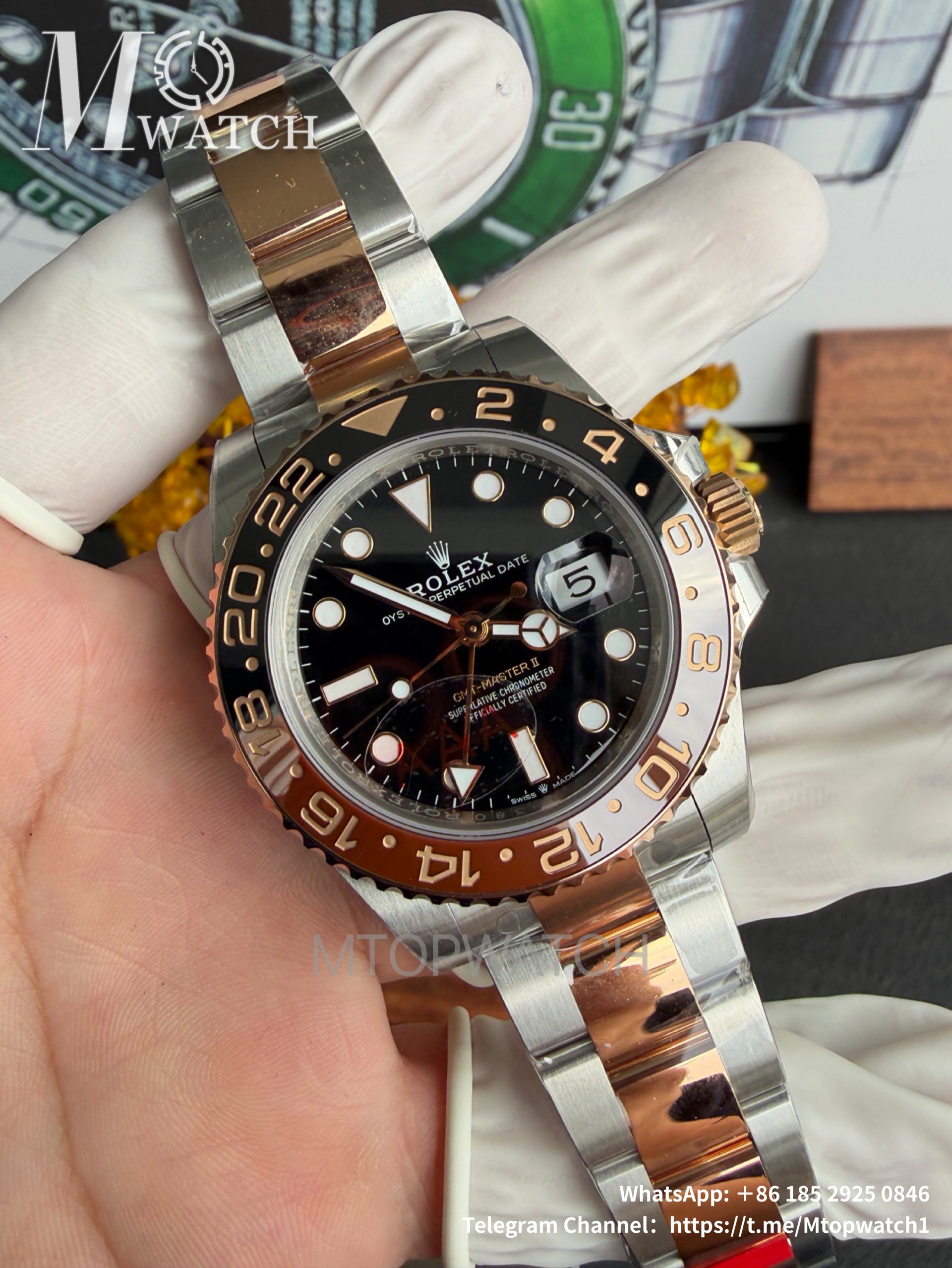 ROLEX - GMT Master II 126711 CHNR Root Beer SS/RG Black Dial VSF DD3285