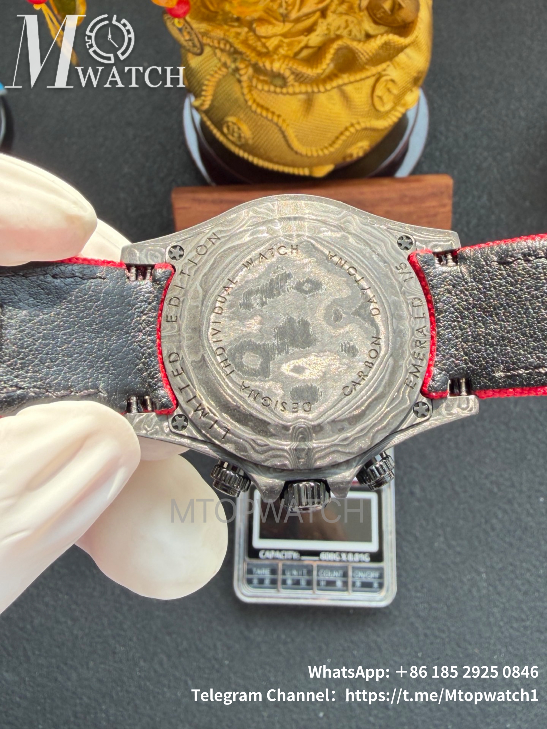 ROLEX - SUPER CLONE Daytona DiW 40mm Black Carbon/NY Red NOOB DD4130