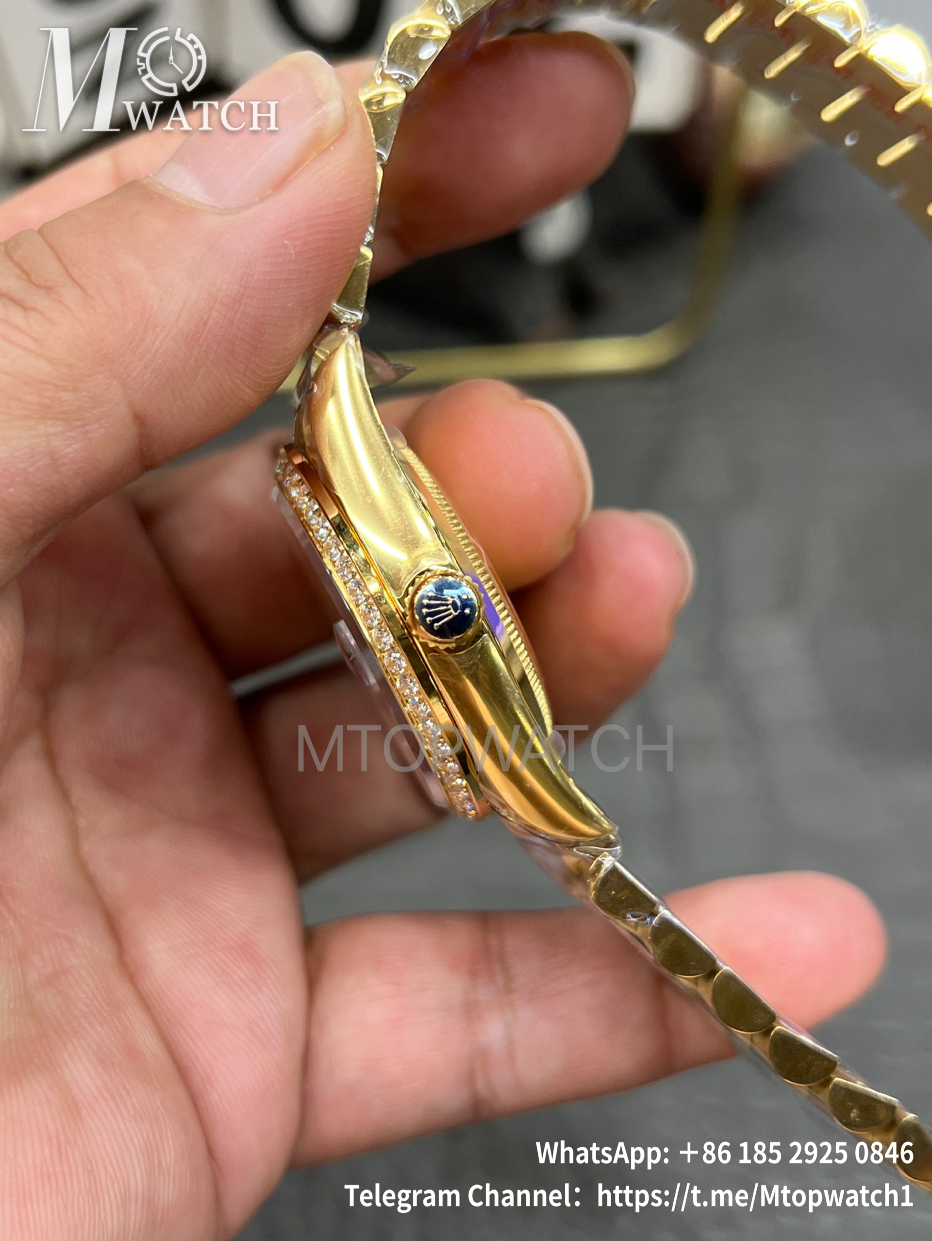 ROLEX - SUPER CLONE DayDate 128238 36mm YG/YG Turquoise/Dia A2836 Gold Wrapped
