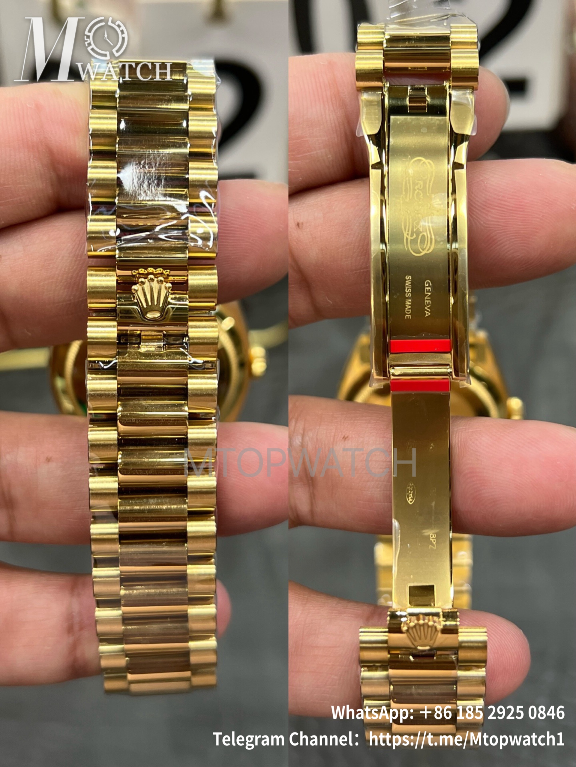 ROLEX - SUPER CLONE DayDate 128238 36mm YG/YG Turquoise/Dia A2836 Gold Wrapped