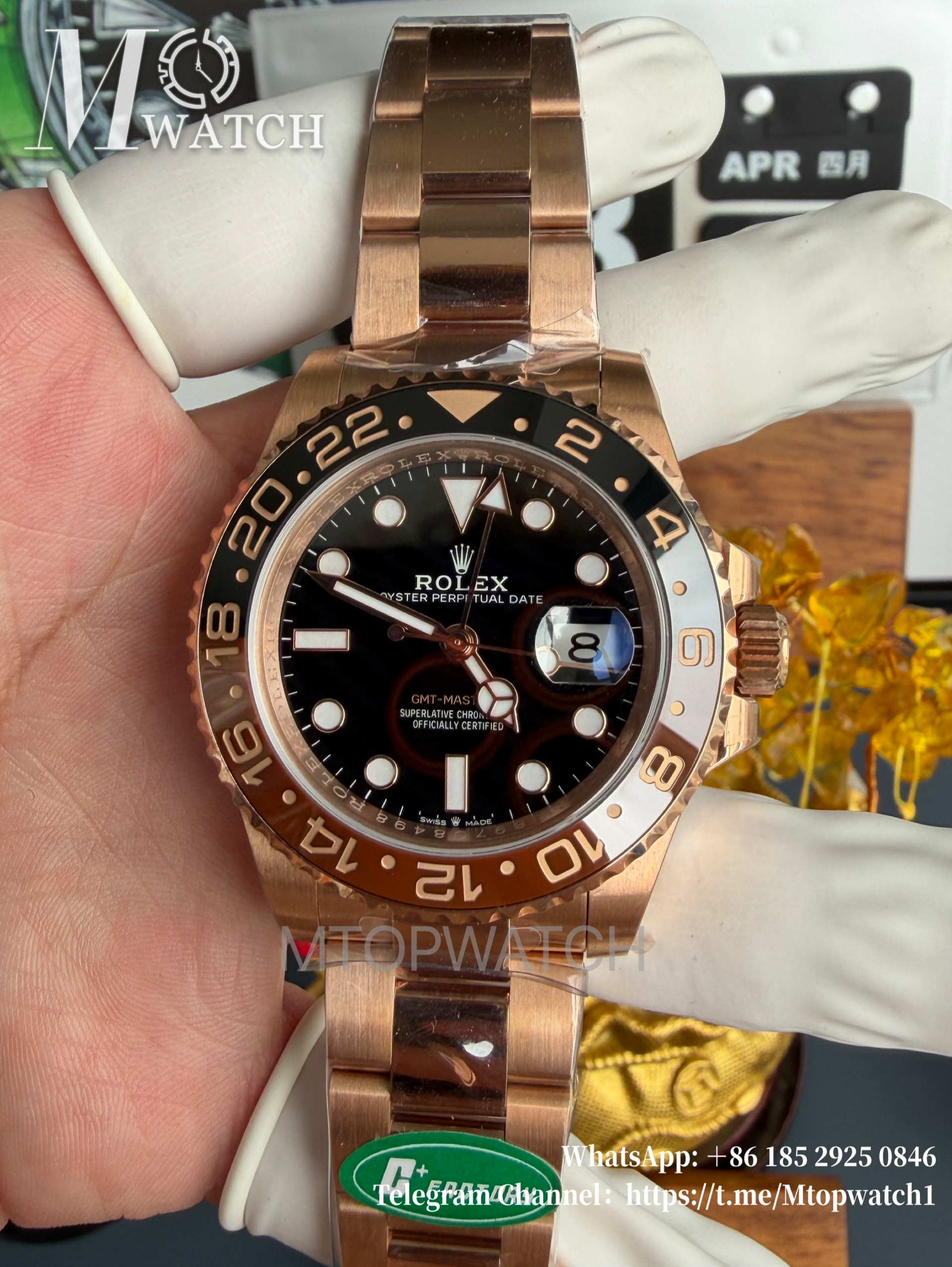 ROLEX - GMT Master II 126715 CHNR Oyster 904L RG/RG Black Dial