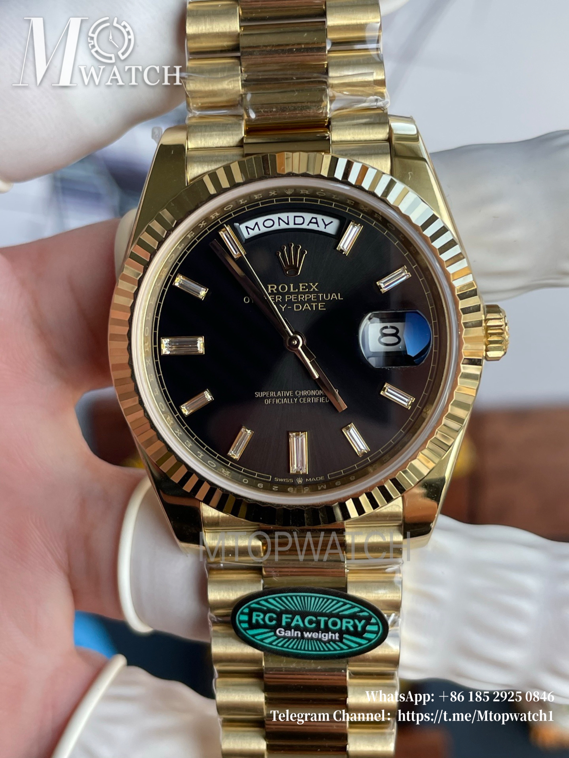ROLEX - SUPER CLONE DayDate 228238 40mm Yellow Gold Black Dial RCF