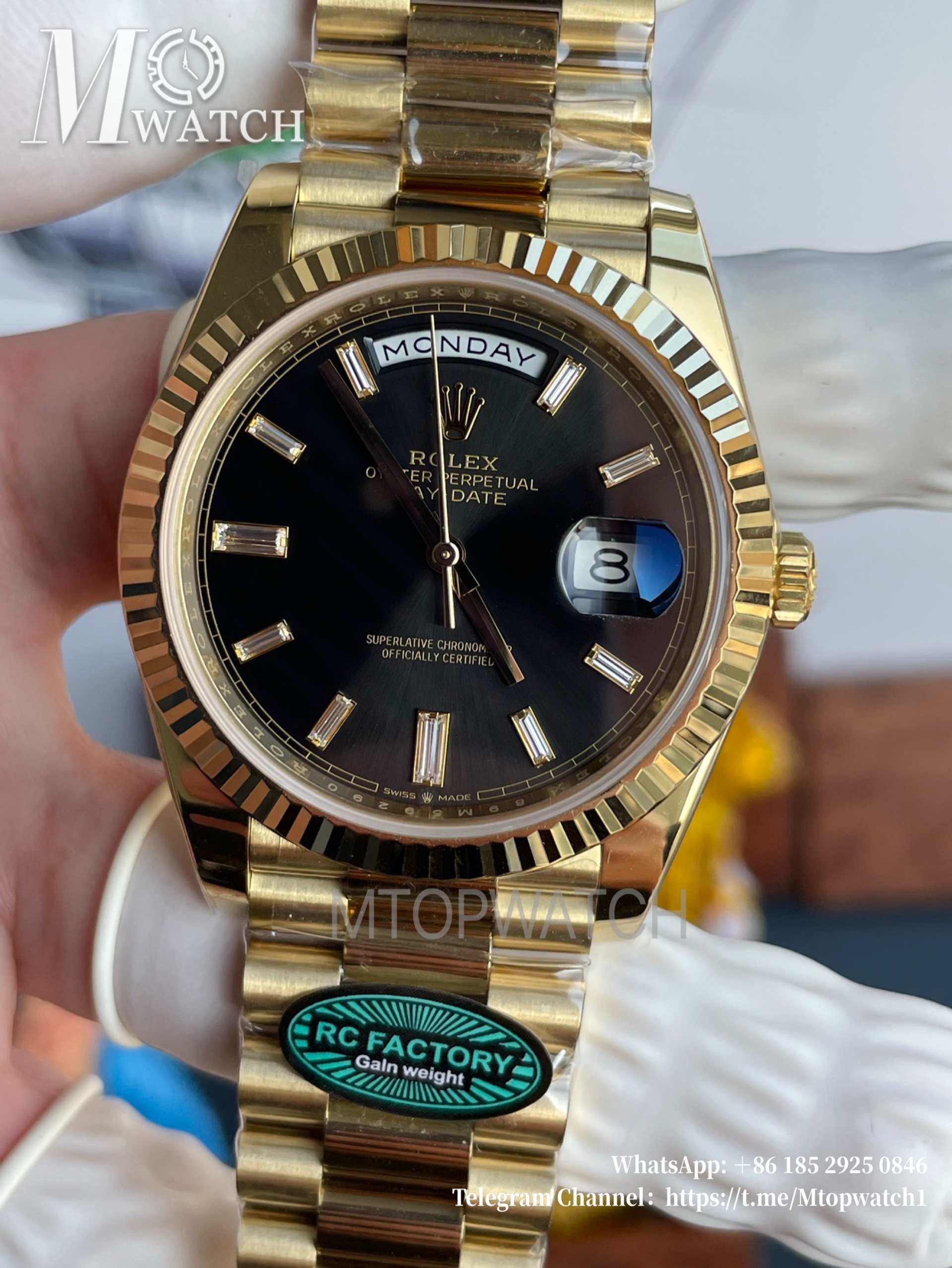 ROLEX - SUPER CLONE DayDate 228238 40mm Yellow Gold Black Dial RCF