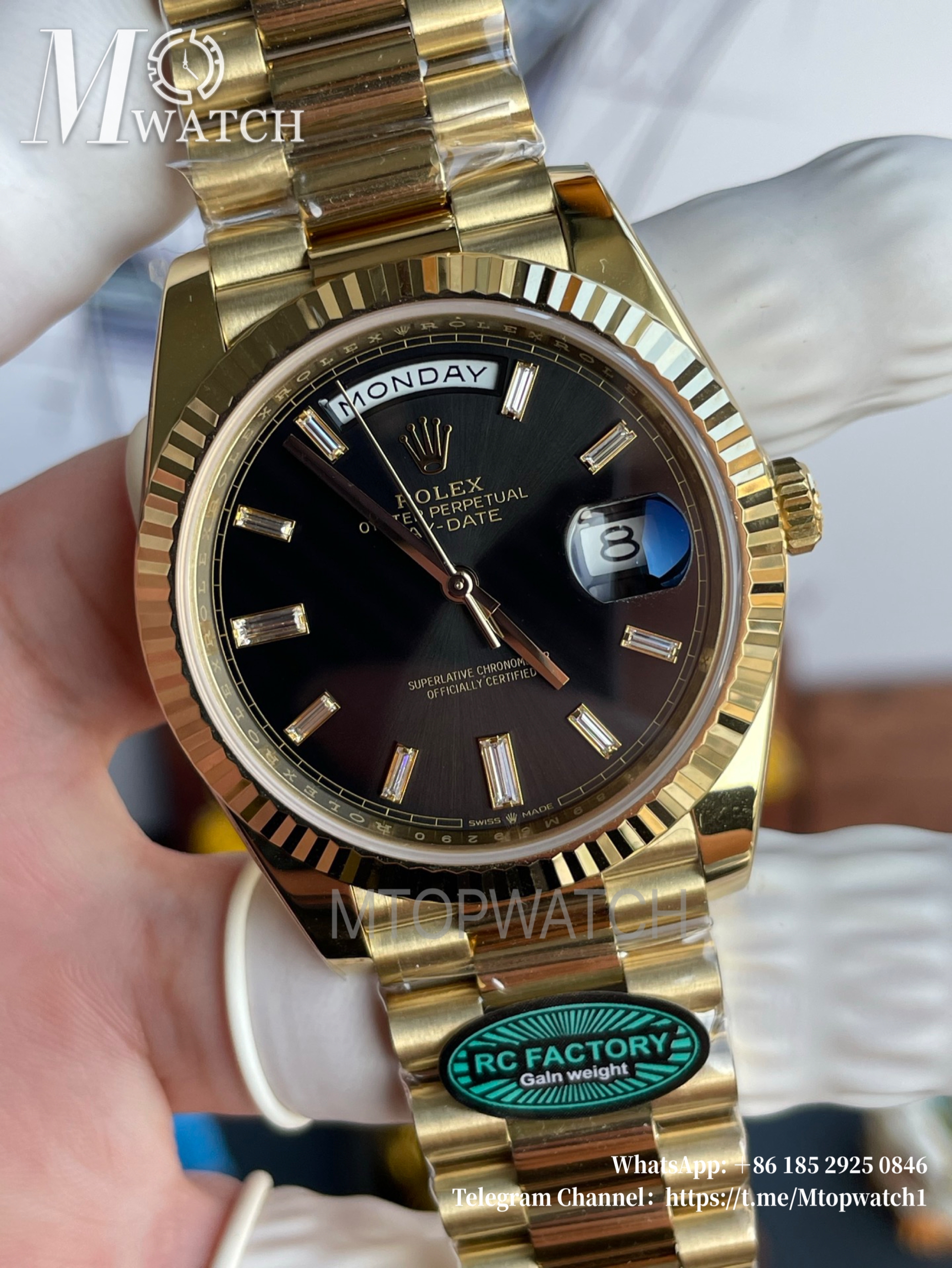 ROLEX - SUPER CLONE DayDate 228238 40mm Yellow Gold Black Dial RCF