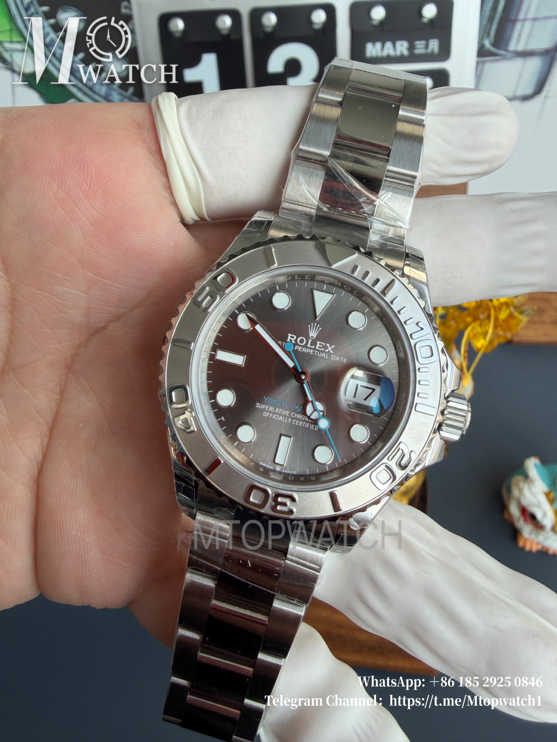 ROLEX - SUPER CLONE Yacht-Master 126622 40mm SS/SS Grey/Dot VSF DD3235