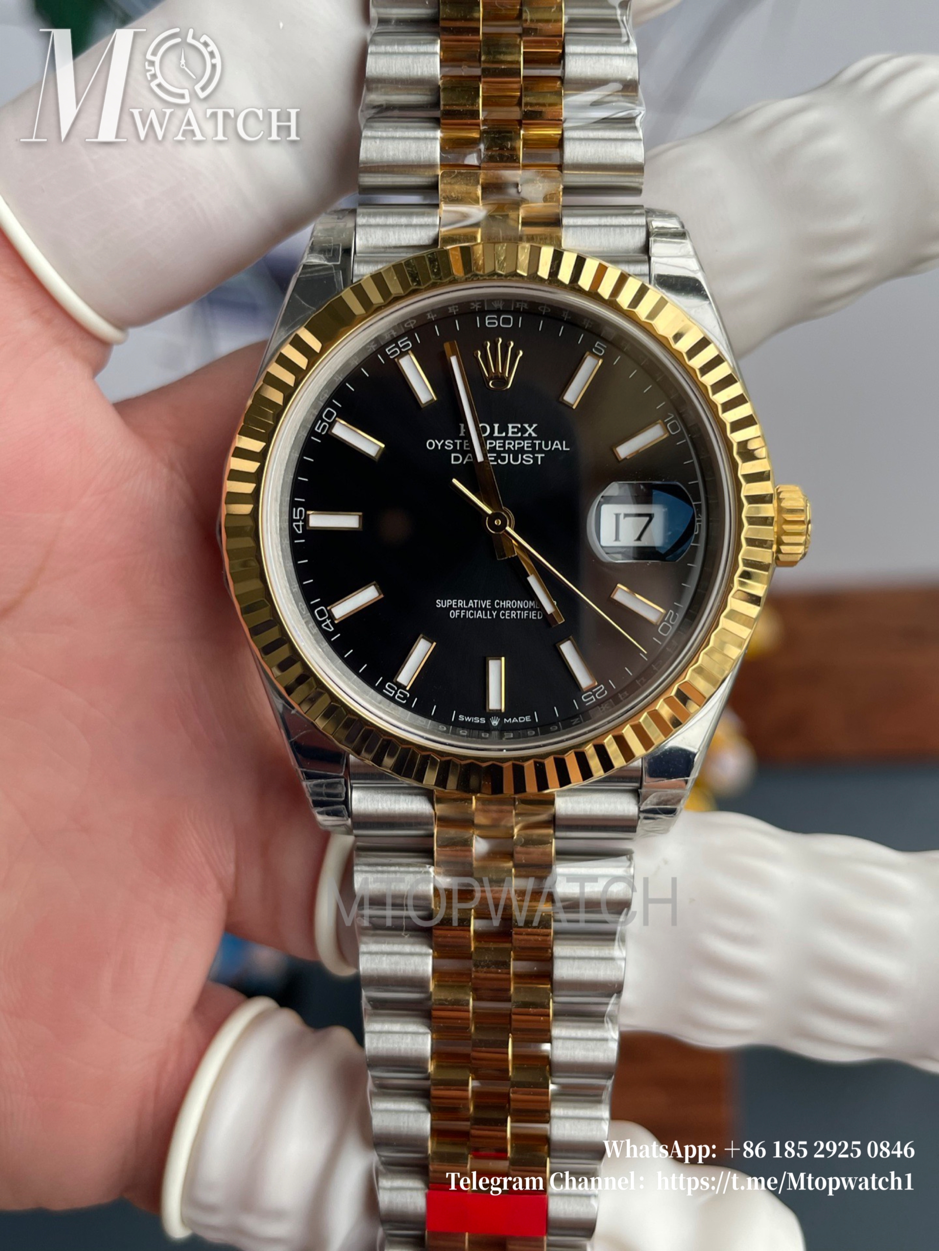 ROLEX - DateJust 126333 41mm Jubilee SS/YG Black/Stk VSF VS3235