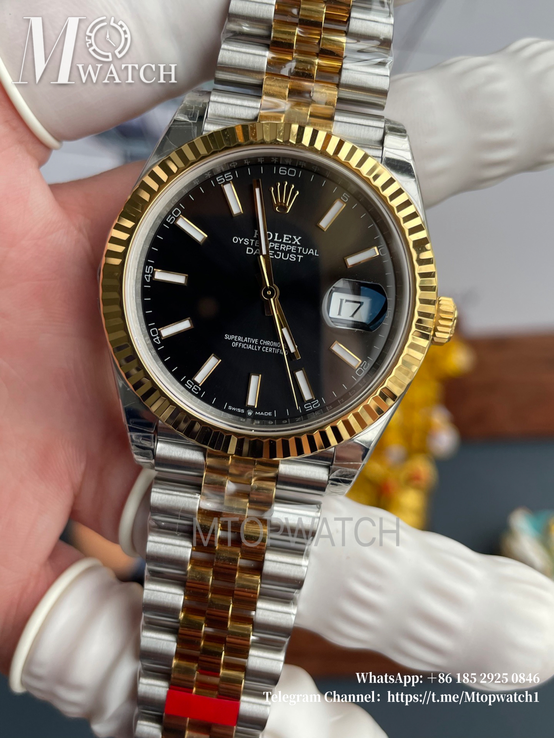 ROLEX - DateJust 126333 41mm Jubilee SS/YG Black/Stk VSF VS3235