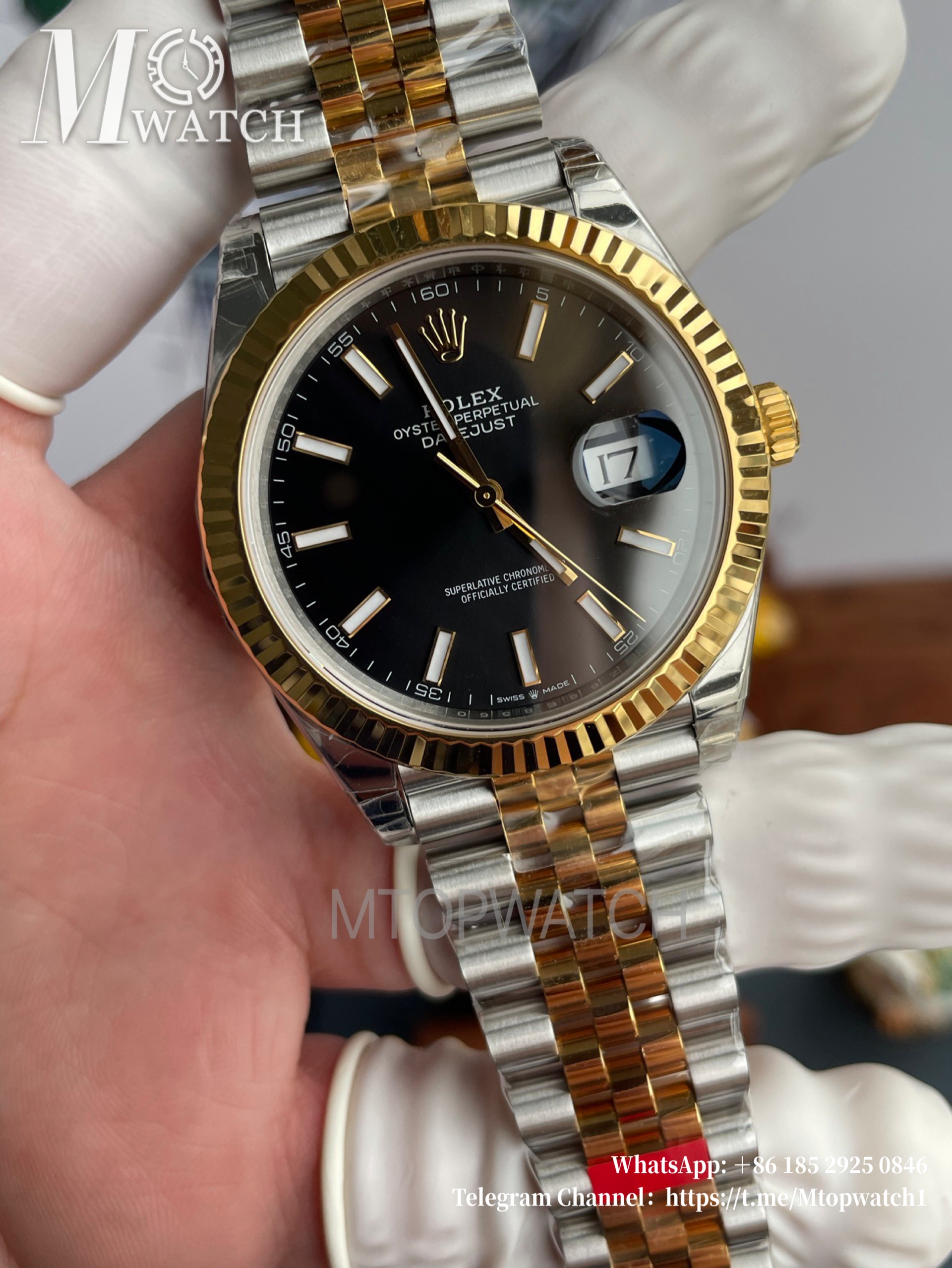 ROLEX - DateJust 126333 41mm Jubilee SS/YG Black/Stk VSF VS3235