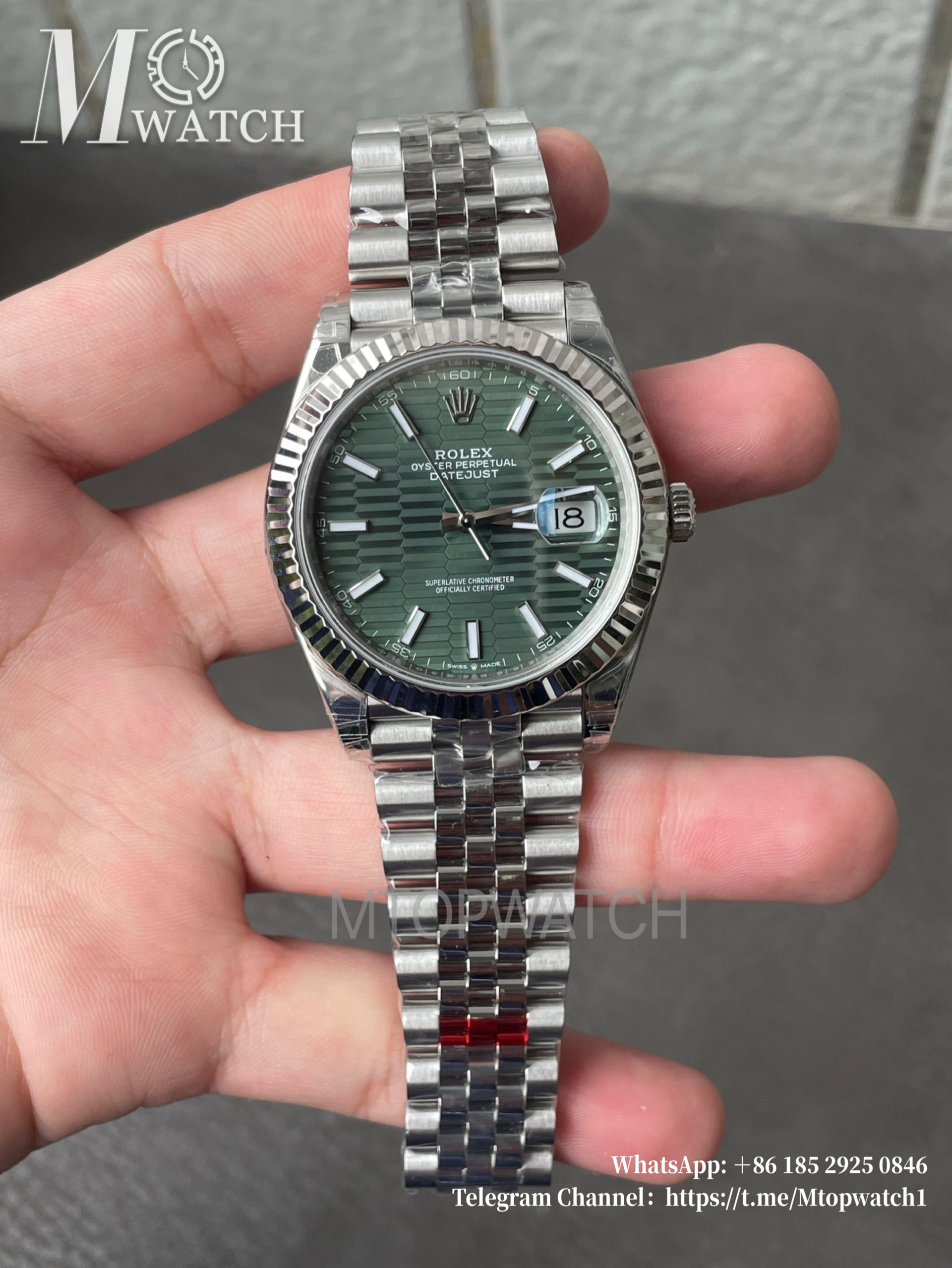 ROLEX - DateJust 126334 41mm Jubilee RG/SS Green Textured Dial VSF DD3235
