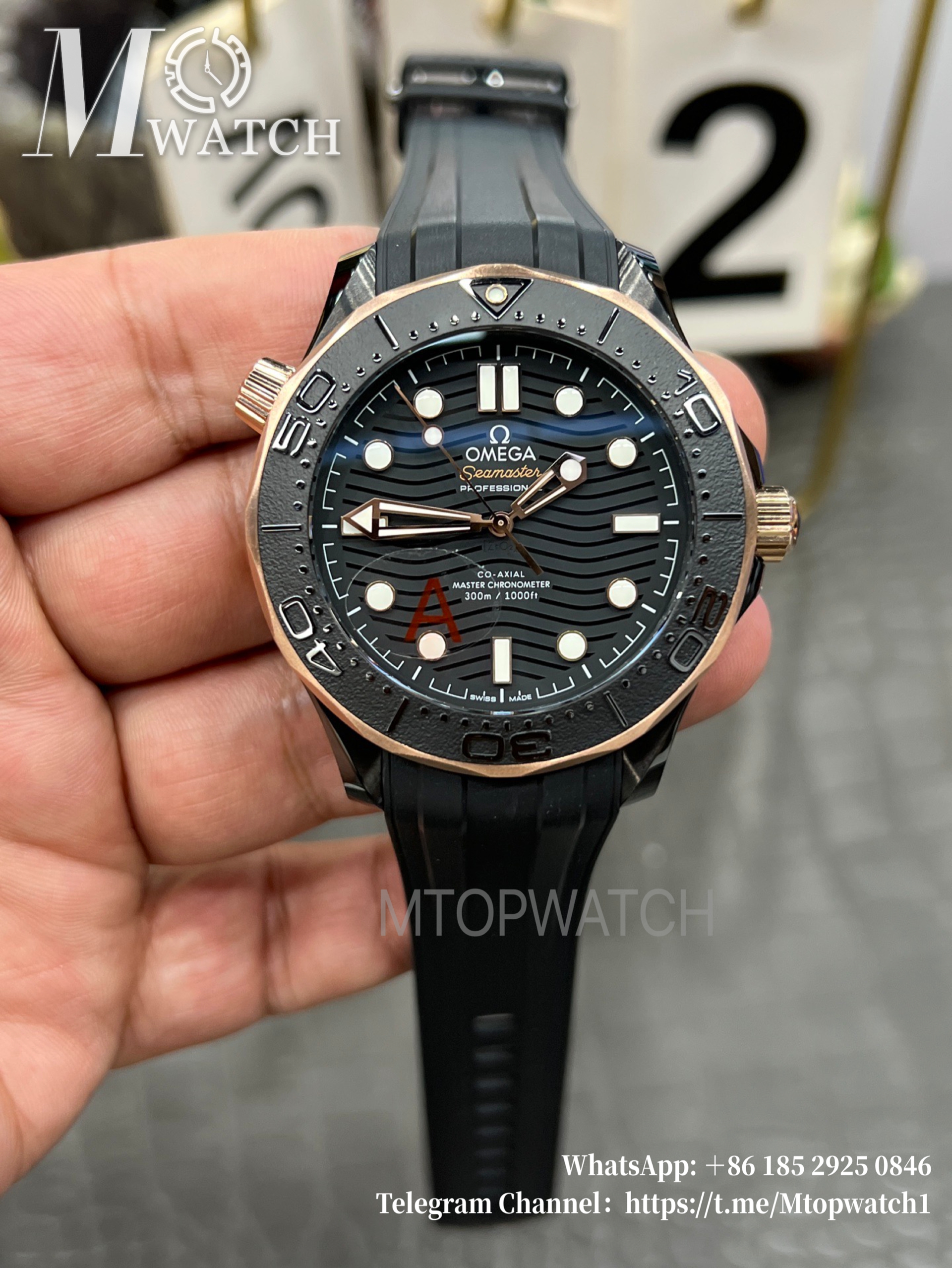 OMEGA - SUPER CLONE Seamaster 300m 43.5mm RG Ceramic/RU Black Dial VSF A8806