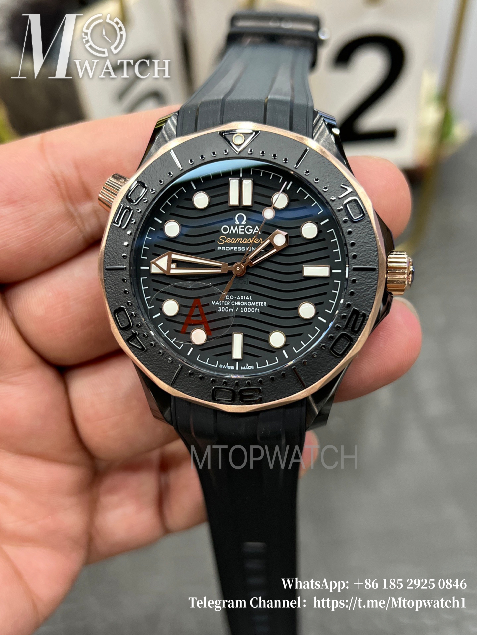 OMEGA - SUPER CLONE Seamaster 300m 43.5mm RG Ceramic/RU Black Dial VSF A8806