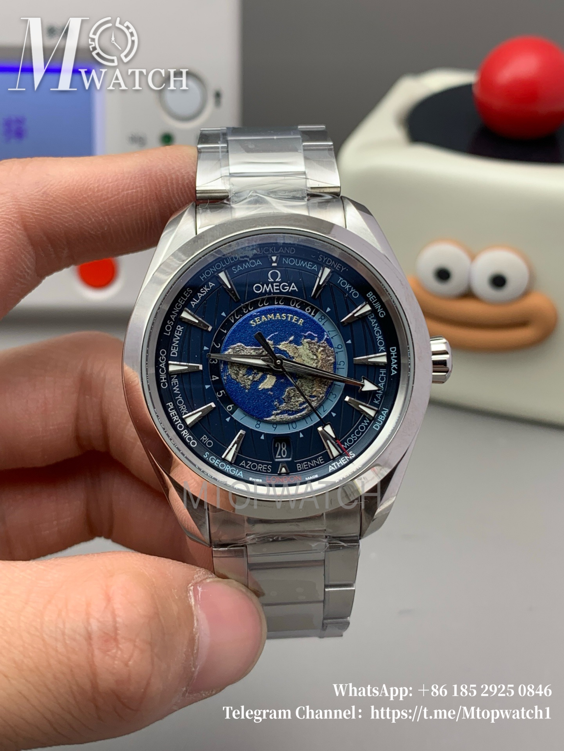 OMEGA - Seamaster Aqua Terra 150M 43mm World Timer SS/SS Blue Dial VSF A8938
