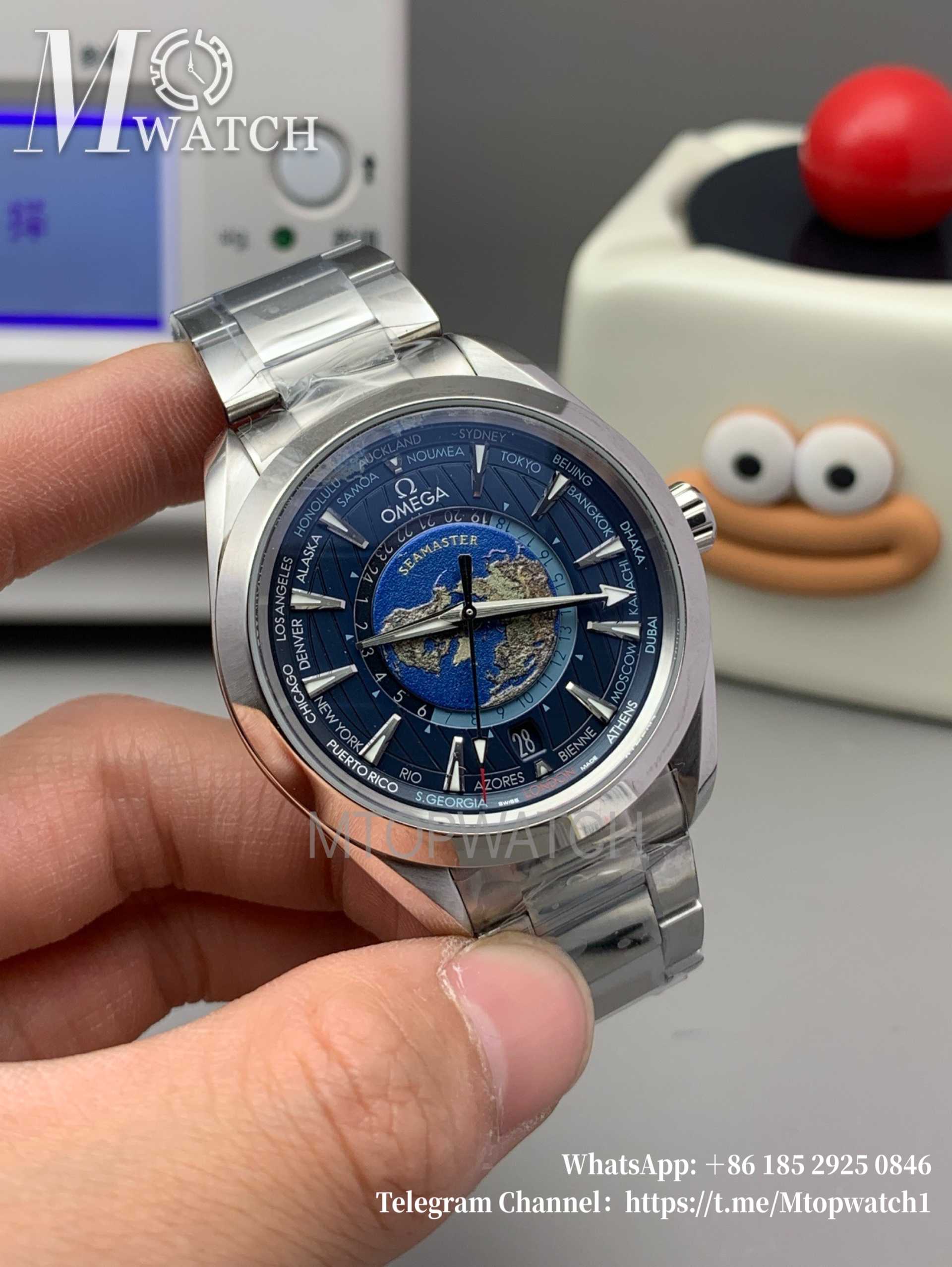 OMEGA - Seamaster Aqua Terra 150M 43mm World Timer SS/SS Blue Dial VSF A8938
