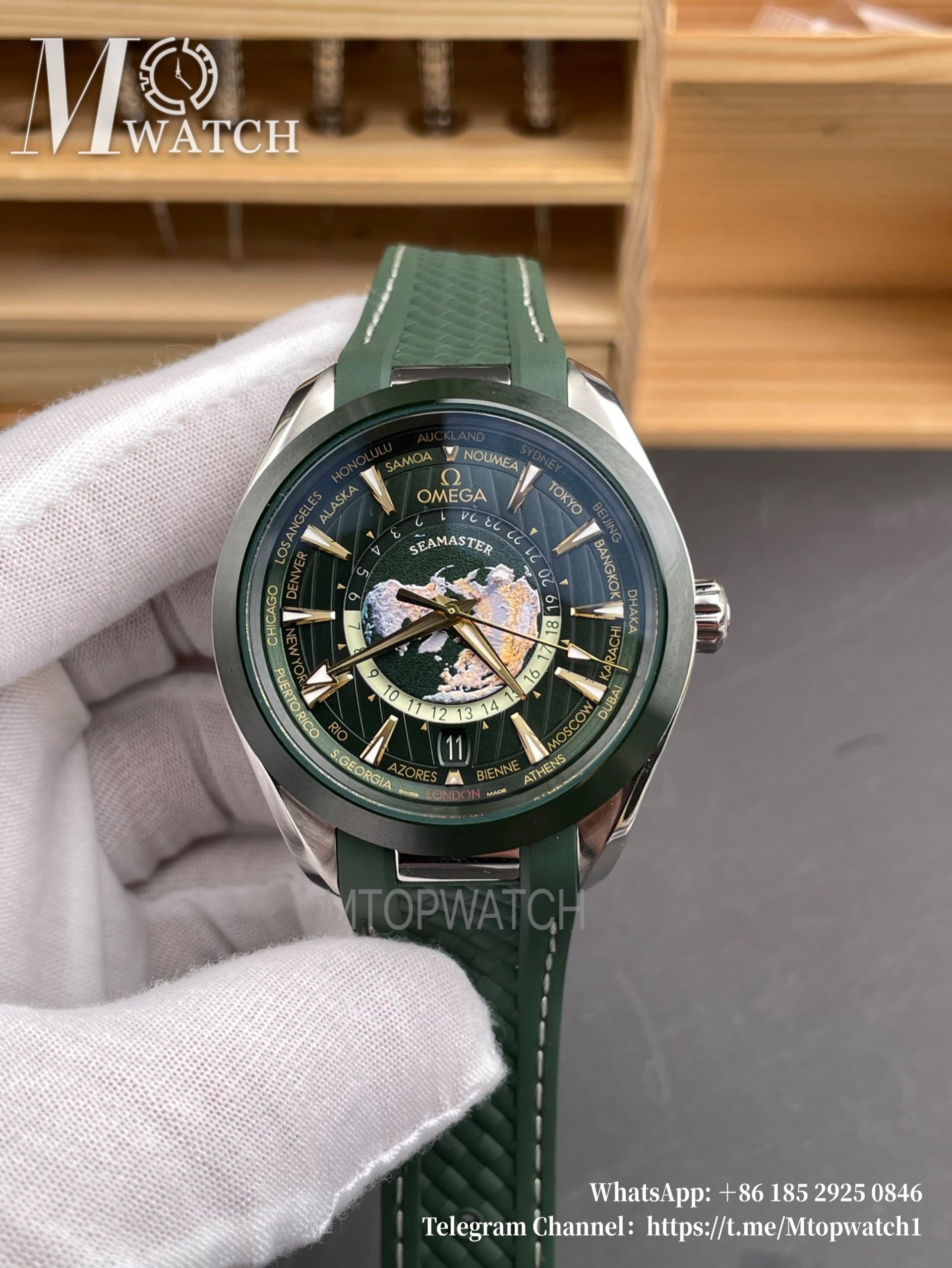OMEGA - Sea Master Aqua Terra 150M 43mm World Timer SS/RU Green Dial VSF A8938
