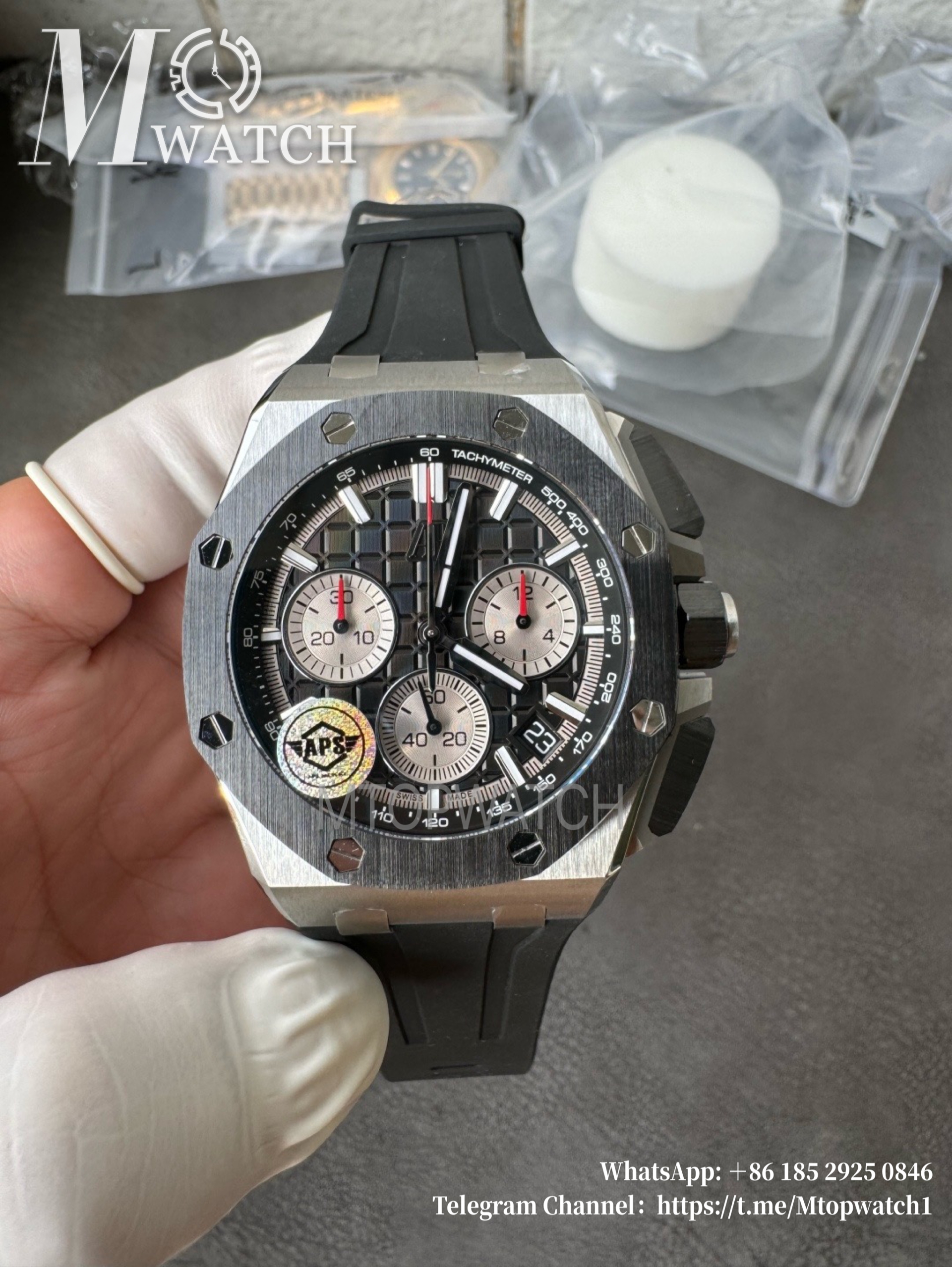 AUDEMARS PIGUET - SUPER CLONE Royal Oak Offshore 26420 43mm SS/RU Black/Wht APSF 4401