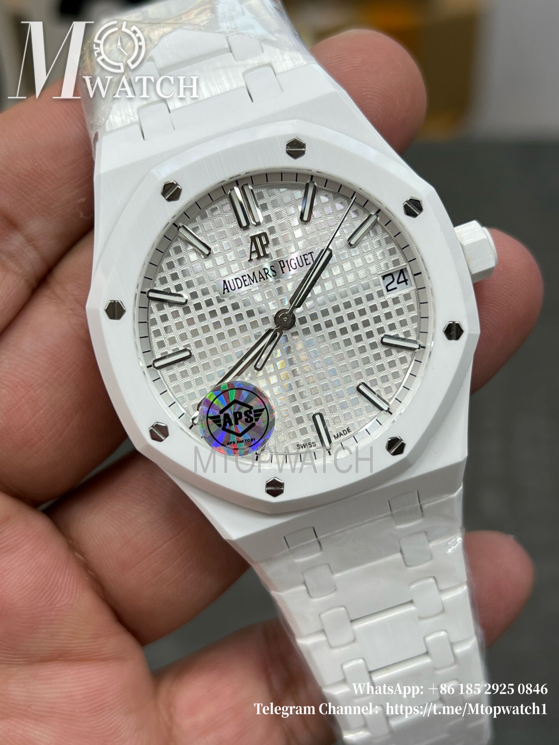 AUDEMARS PIGUET - SUPER CLONE Royal Oak 41mm 15500 White Ceramic/Cer Silver Dial APSF A4302