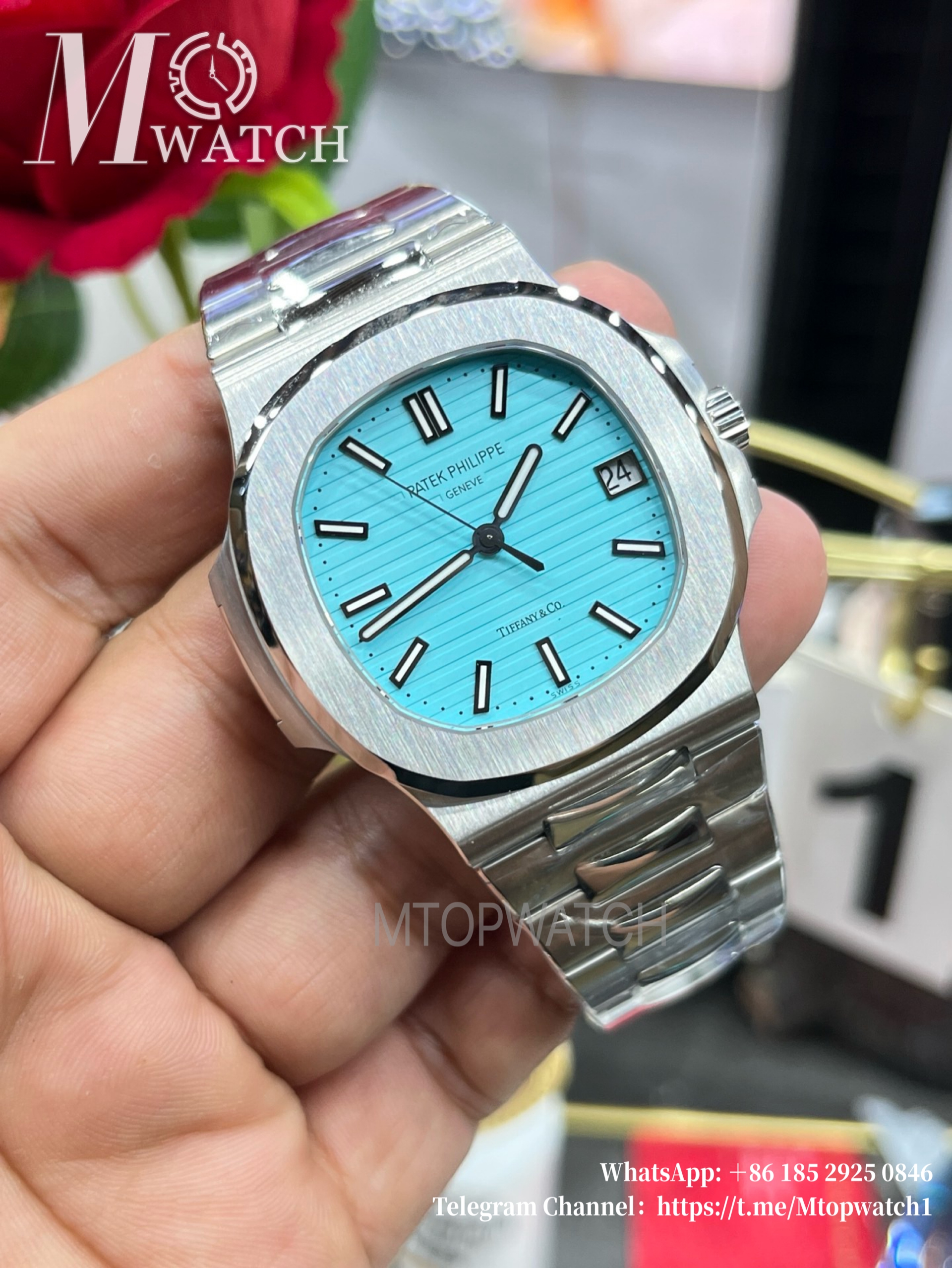 PATEK PHILIPPE - SUPER CLONE Nautilus Jumbo 5711 40mm Tiffany Blue Dial SS/SS PPF