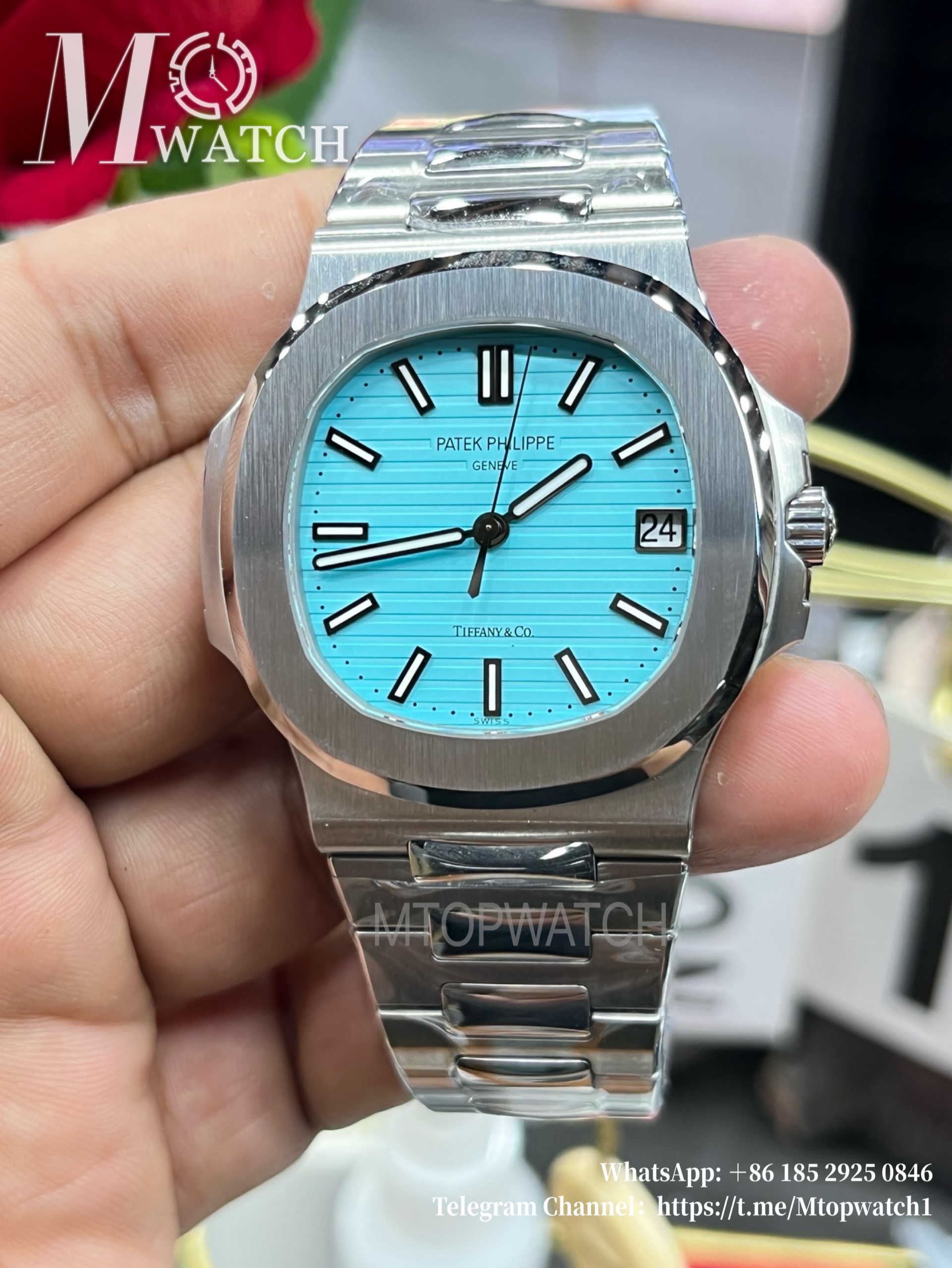 PATEK PHILIPPE - SUPER CLONE Nautilus Jumbo 5711 40mm Tiffany Blue Dial SS/SS PPF