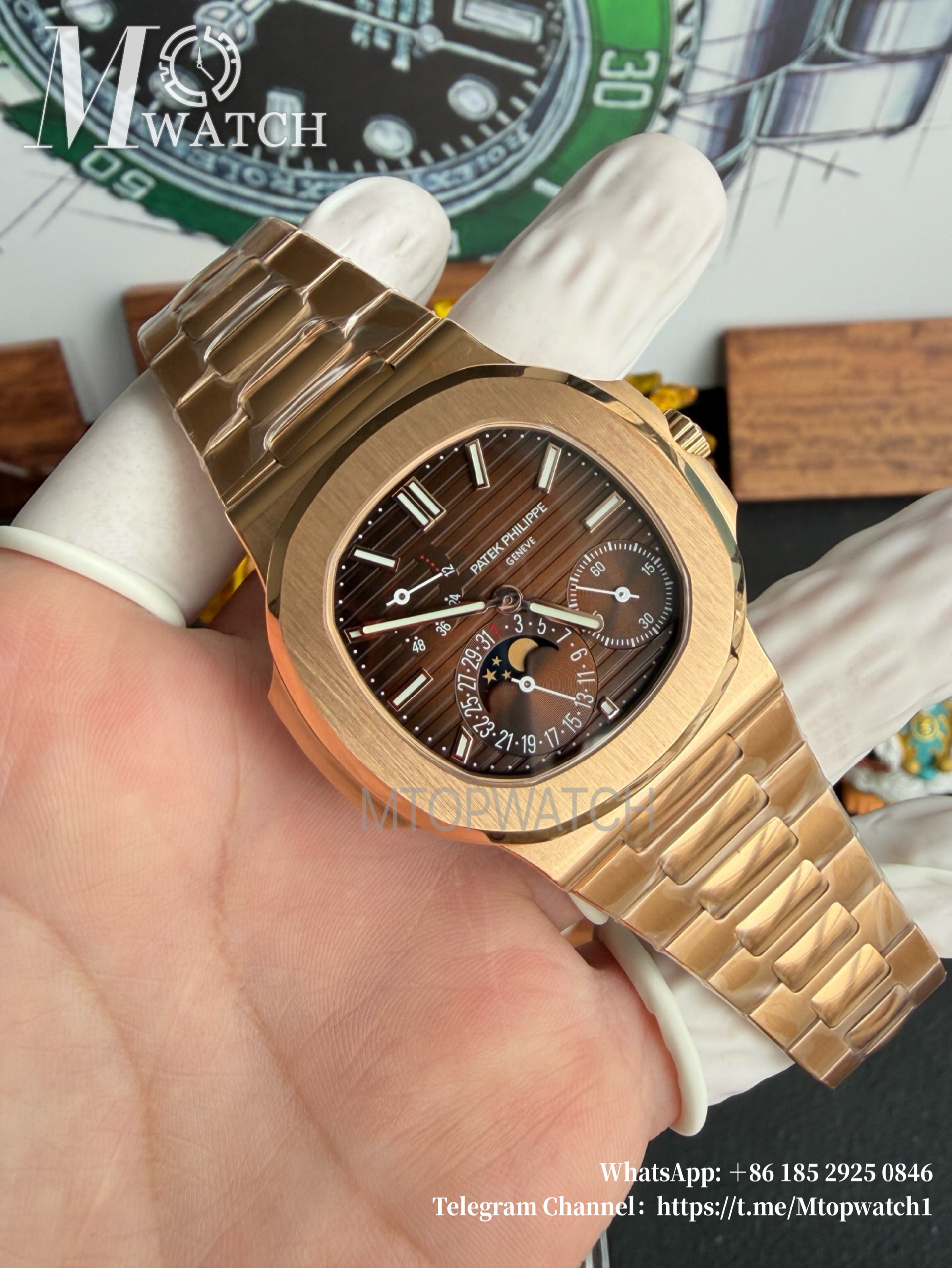 PATEK PHILIPPE - SUPER CLONE Nautilus 40mm 5712 RG/RG Brown/Stk PPF V3 A240