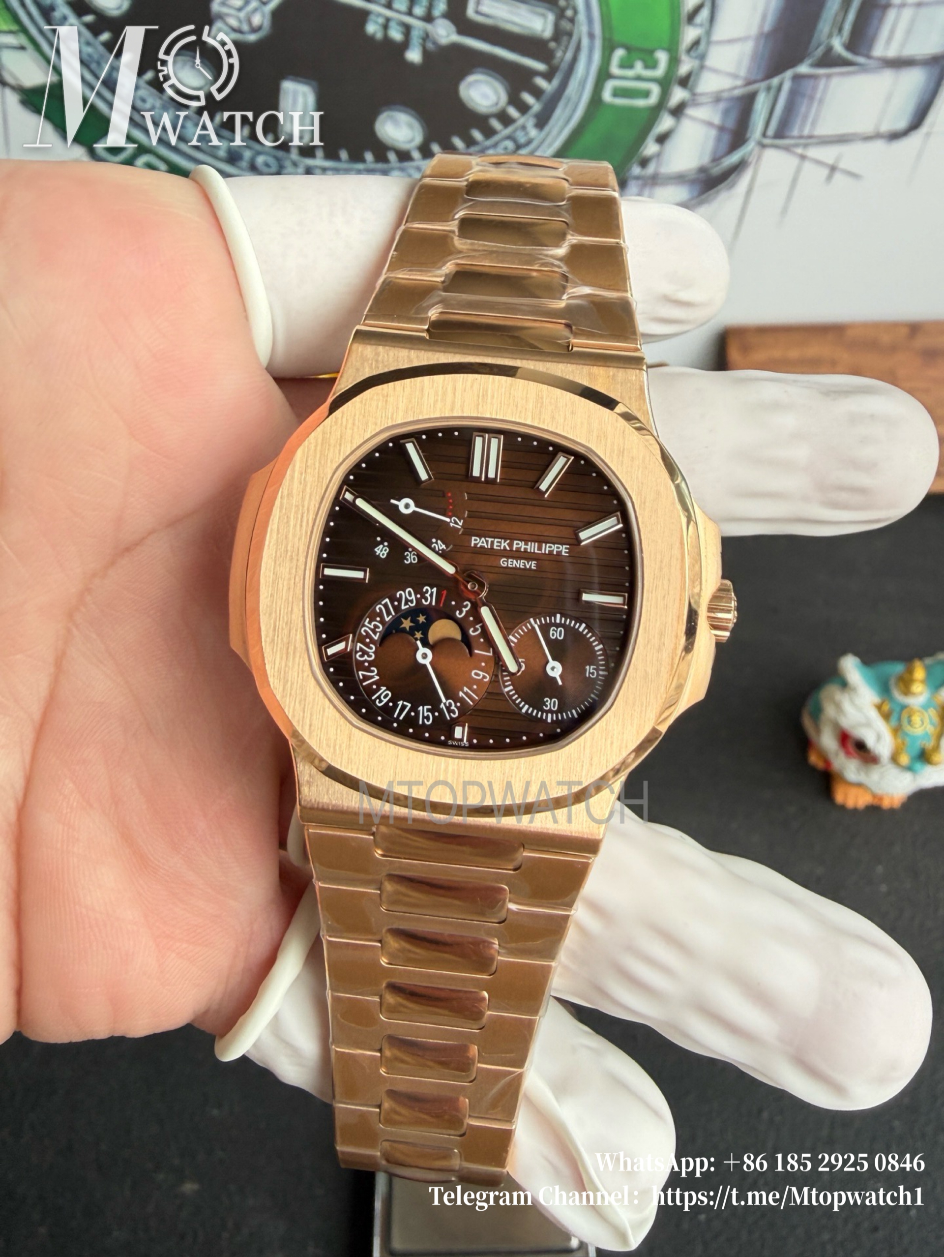 PATEK PHILIPPE - SUPER CLONE Nautilus 40mm 5712 RG/RG Brown/Stk PPF V3 A240