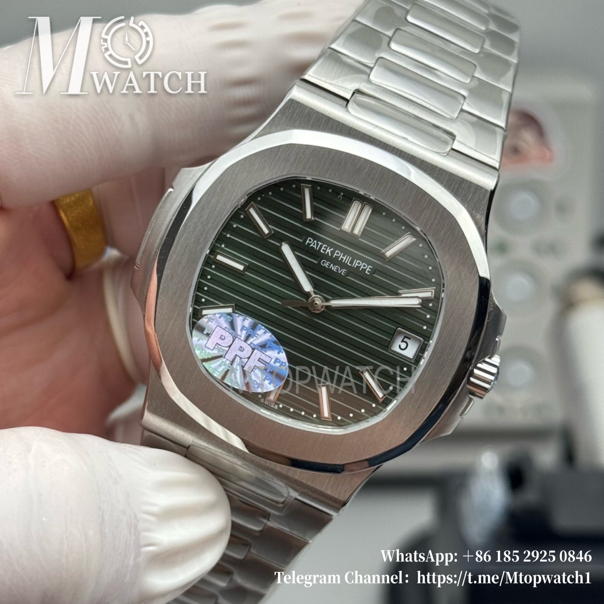 PATEK PHILIPPE - Super Clone Nautilus Jumbo 5711 40mm Green SS/SS PPF 324