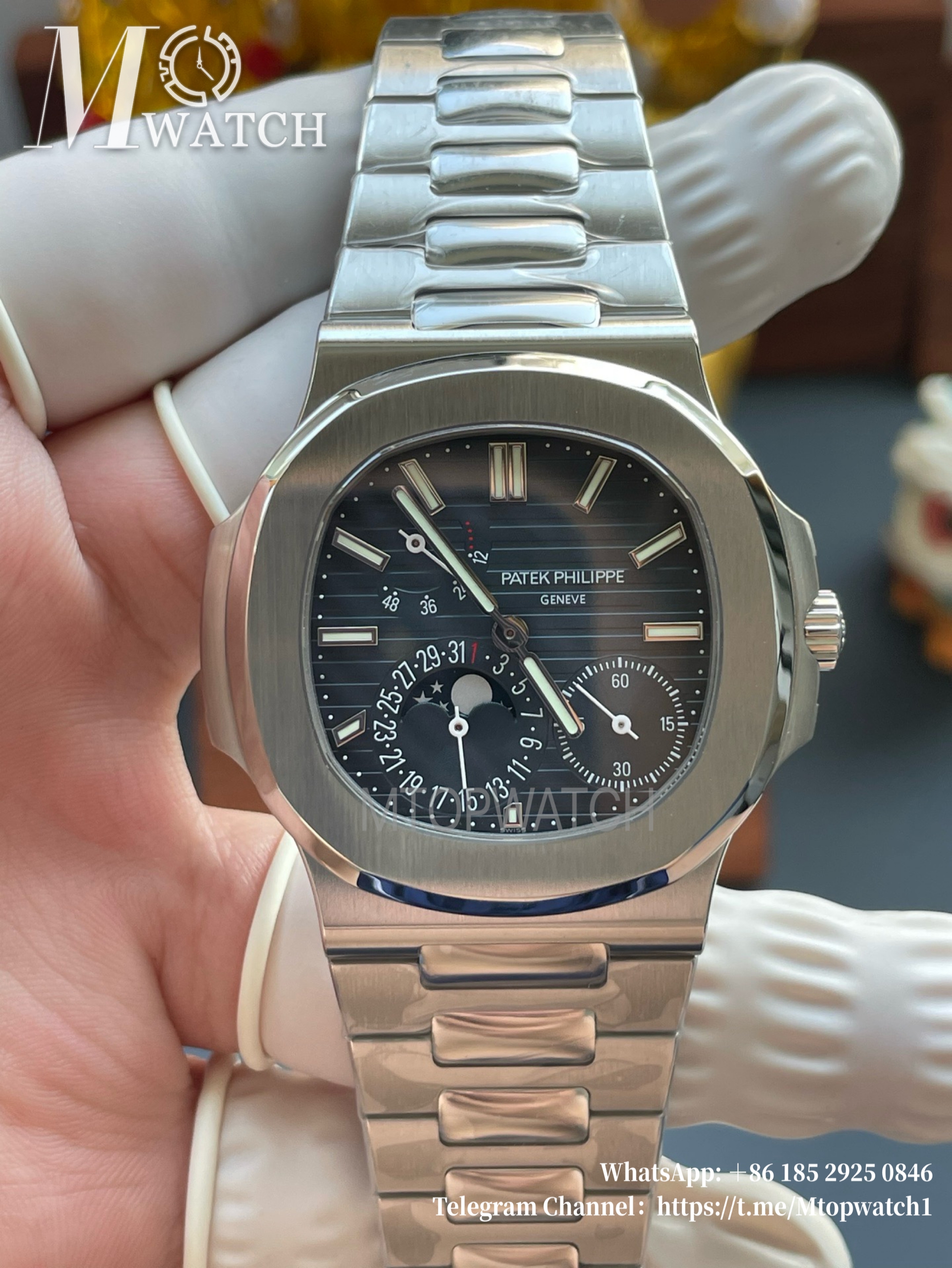 PATEK PHILIPPE - Super Clone Nautilus 40mm 5712 SS/SS Blue/Stk PPF V3 A240