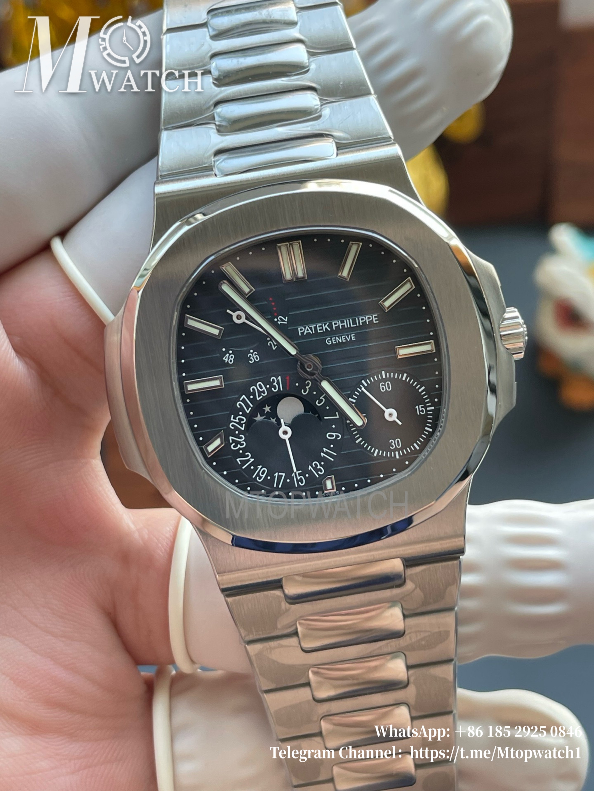 PATEK PHILIPPE - Super Clone Nautilus 40mm 5712 SS/SS Blue/Stk PPF V3 A240