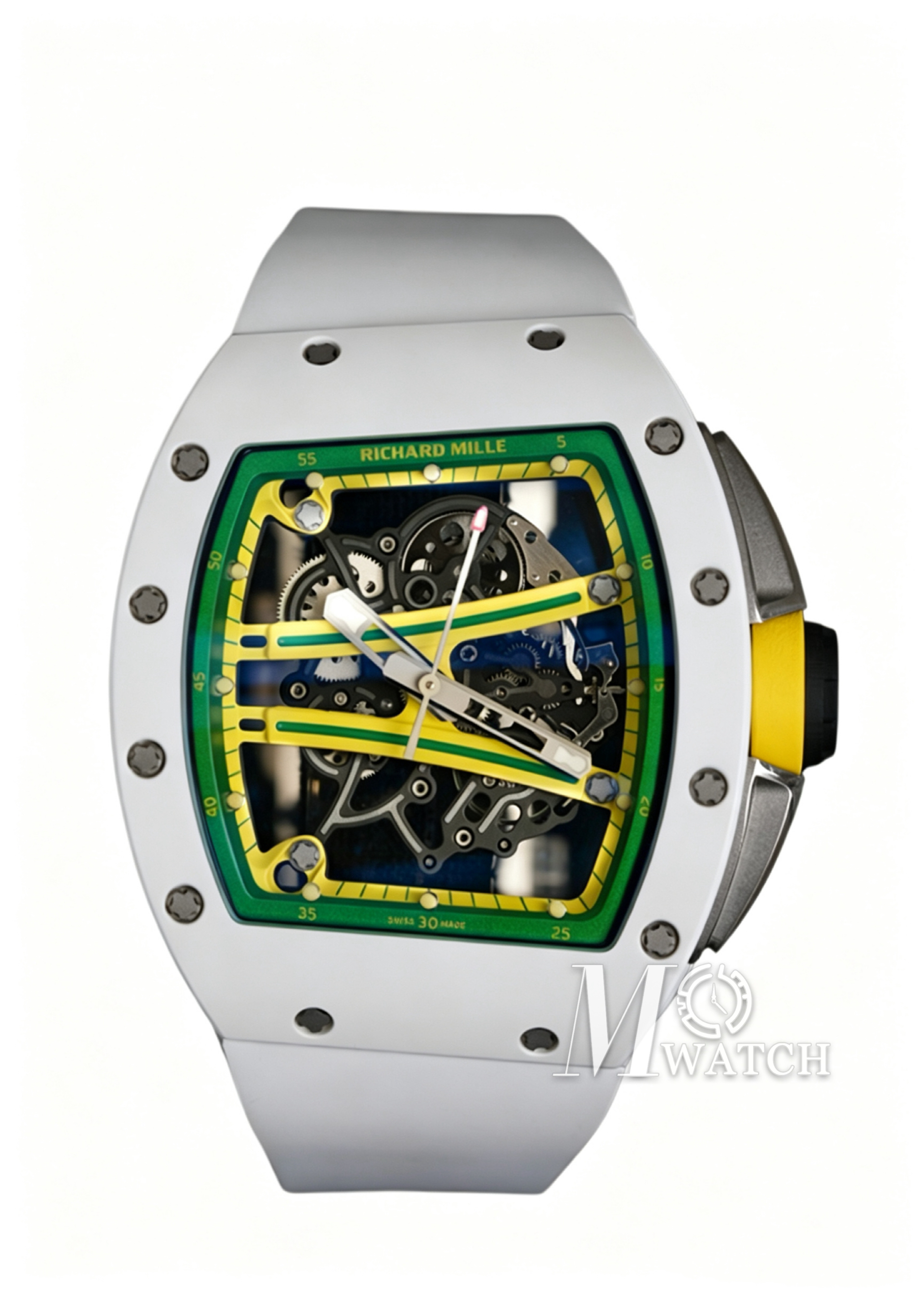 RICHARD MILLE - VAUCHER SUPER CLONE RM61-01 White Ceramic/RU Skeleton Dial Green Inner Bezel