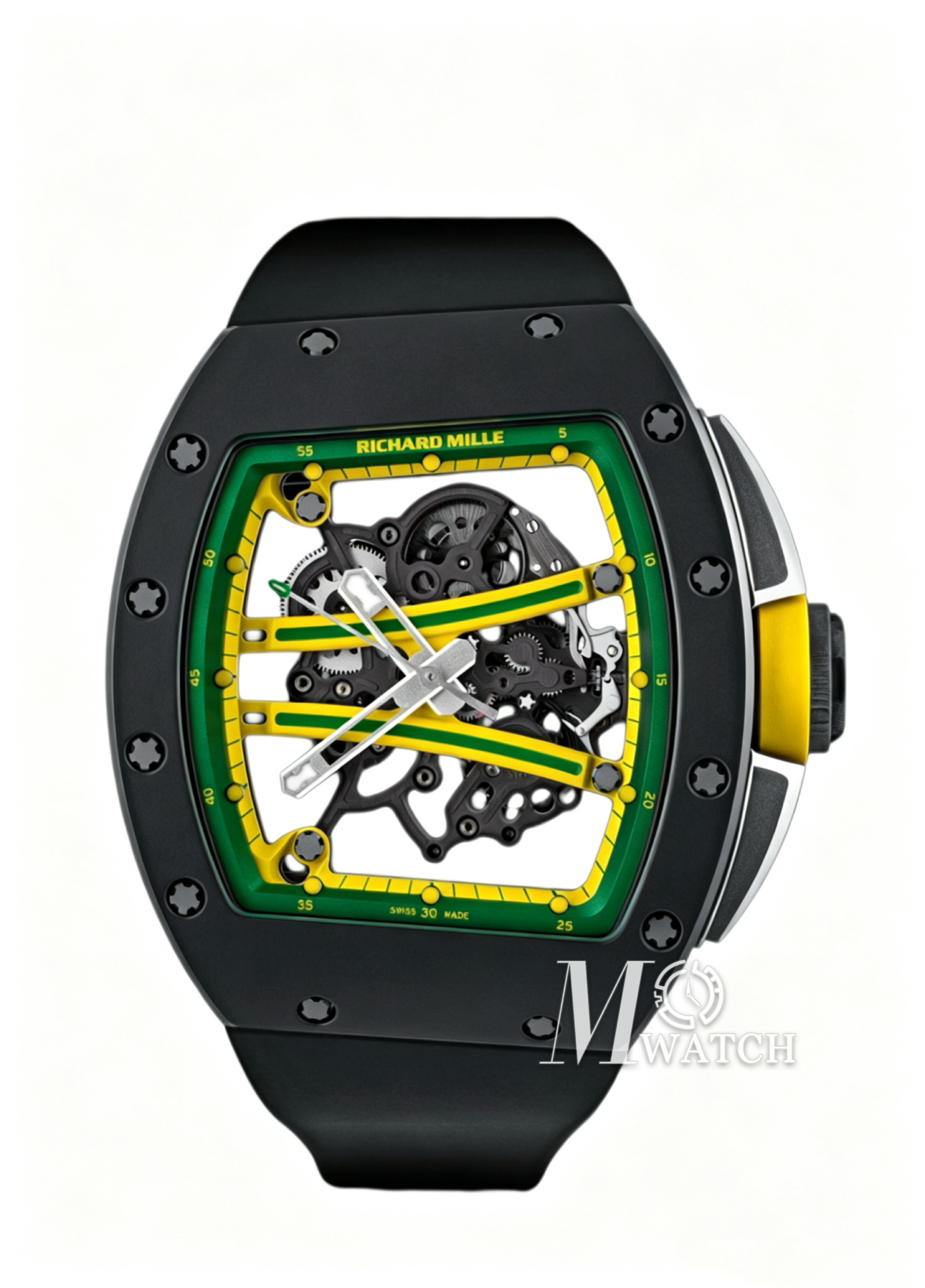 RICHARD MILLE - VAUCHER SUPER CLONE RM61-01 Black Ceramic/RU Skeleton Dial Green Inner Bezel