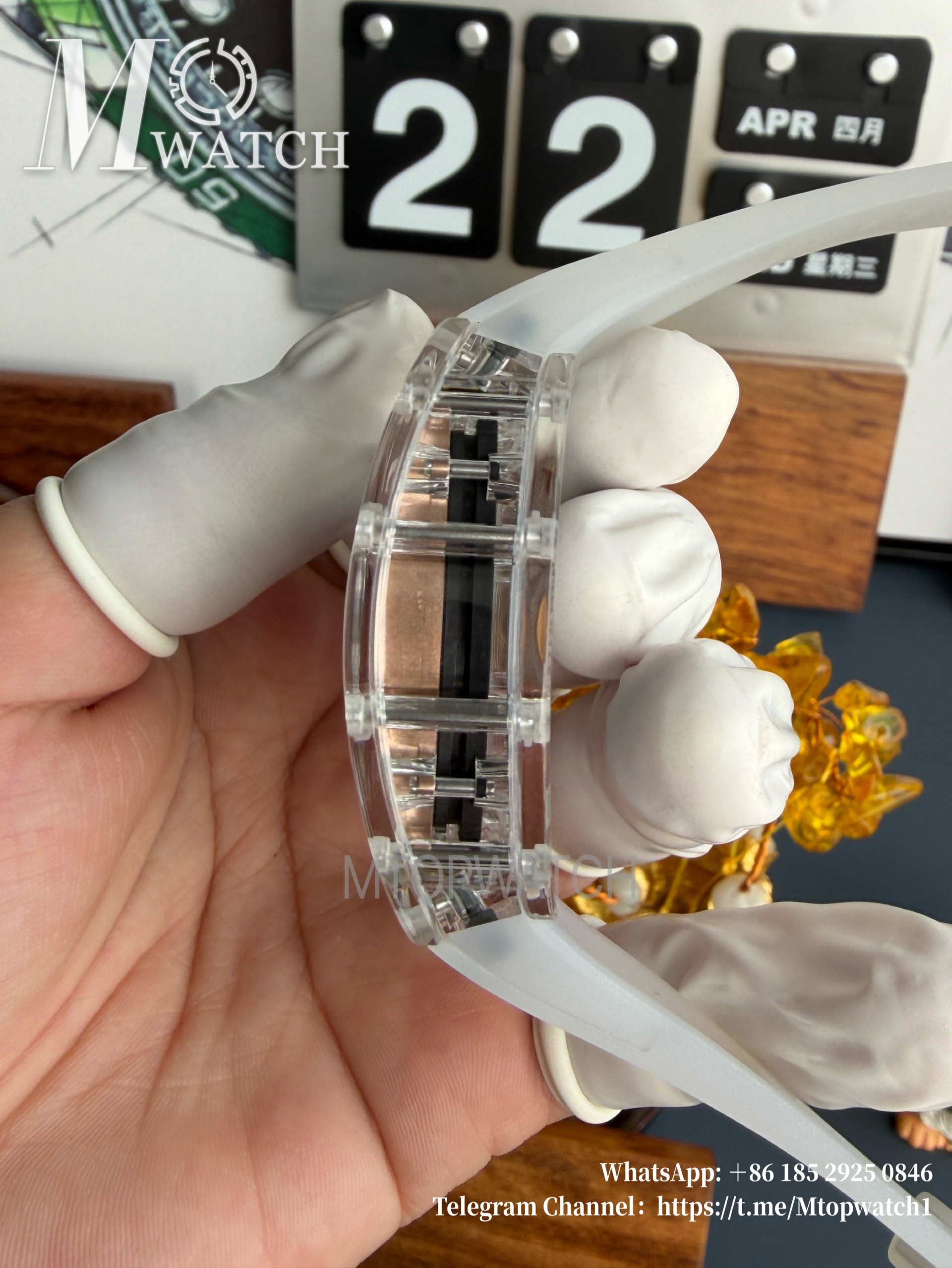 RICHARD MILLE - VAUCHER SUPER CLONE RM055 Crystal Sapphire Rose Gold Inner Bevel