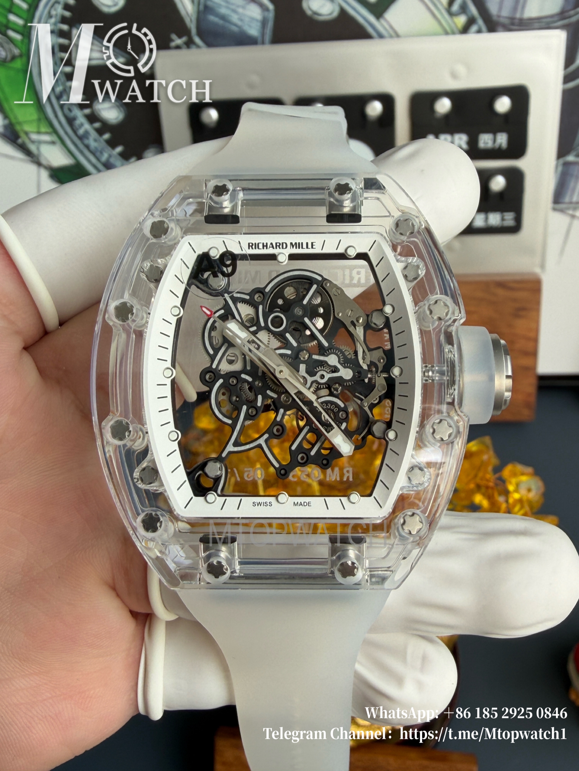 RICHARD MILLE - VAUCHER SUPER CLONE RM055 Crystal Sapphire White Inner Bevel