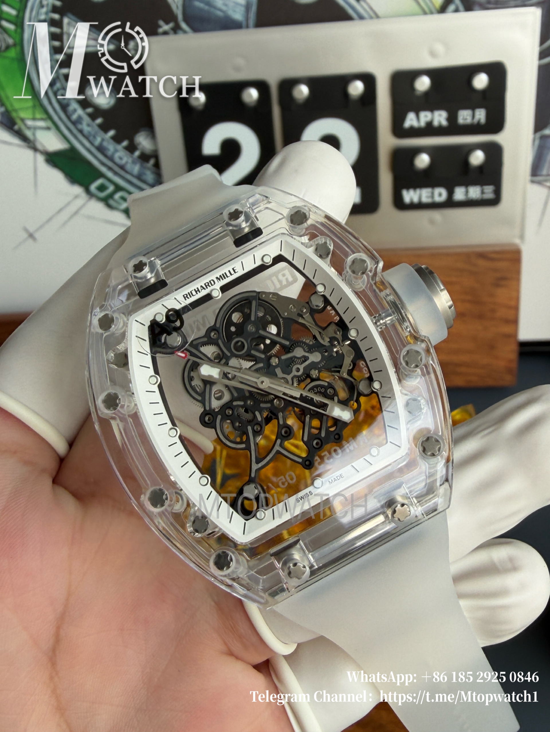 RICHARD MILLE - VAUCHER SUPER CLONE RM055 Crystal Sapphire White Inner Bevel