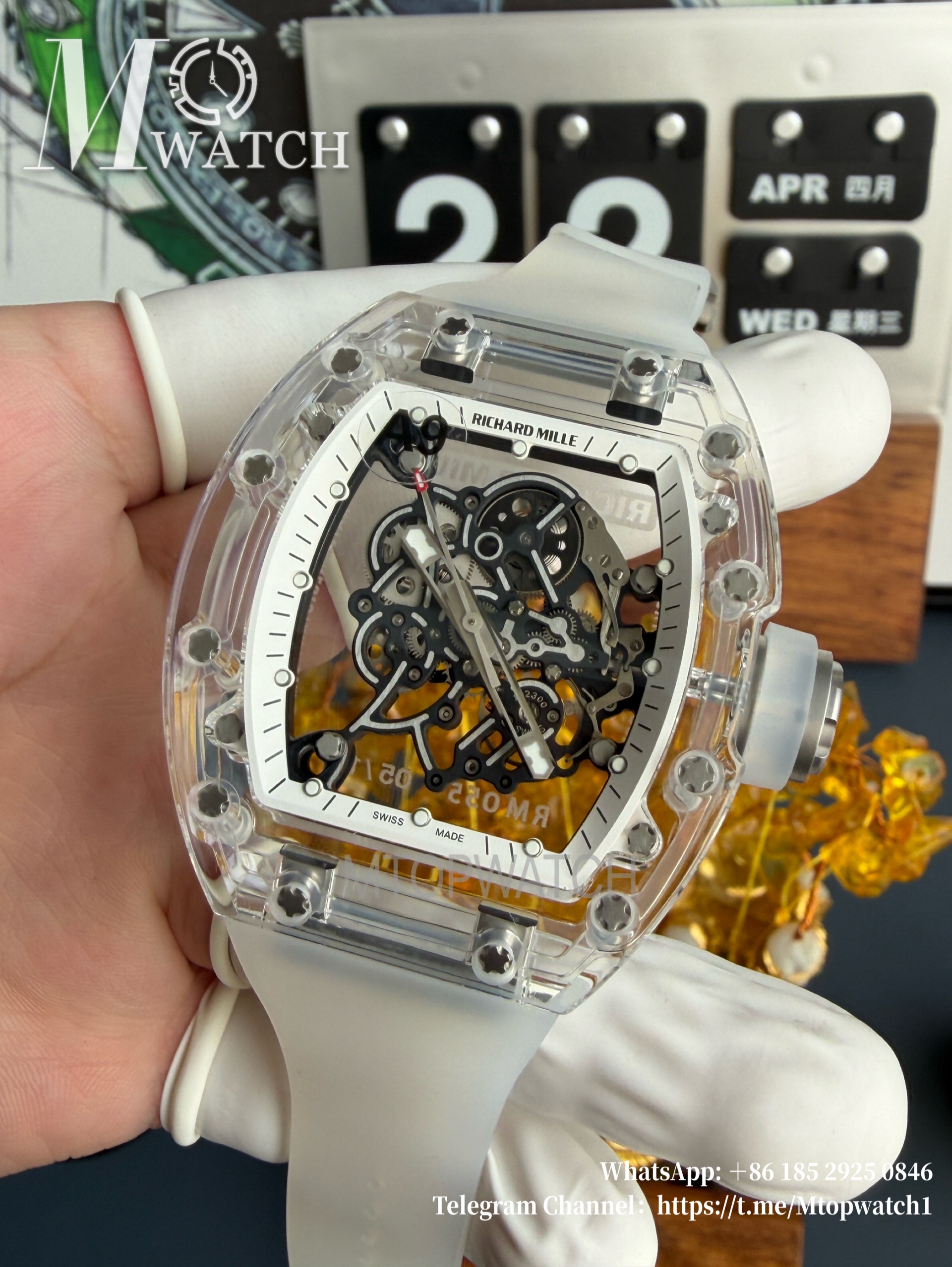RICHARD MILLE - VAUCHER SUPER CLONE RM055 Crystal Sapphire White Inner Bevel