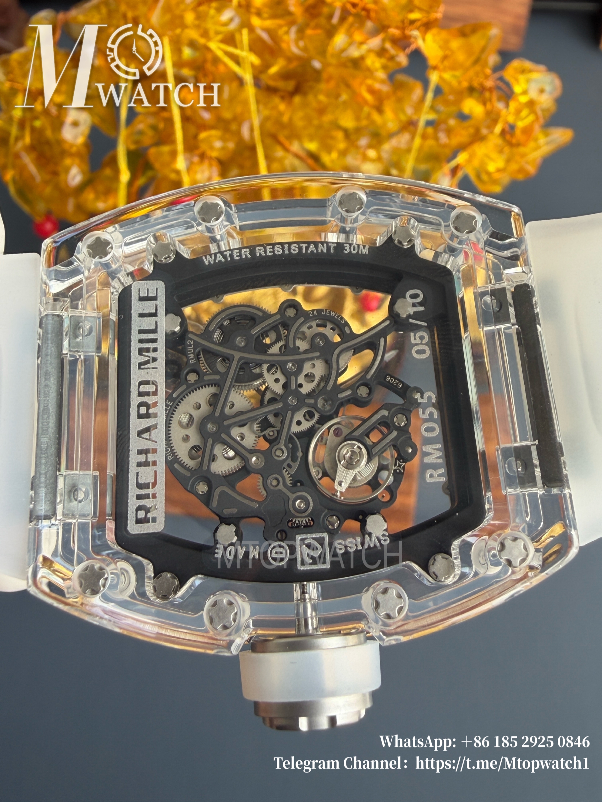 RICHARD MILLE - VAUCHER SUPER CLONE RM055 Crystal Sapphire White Inner Bevel