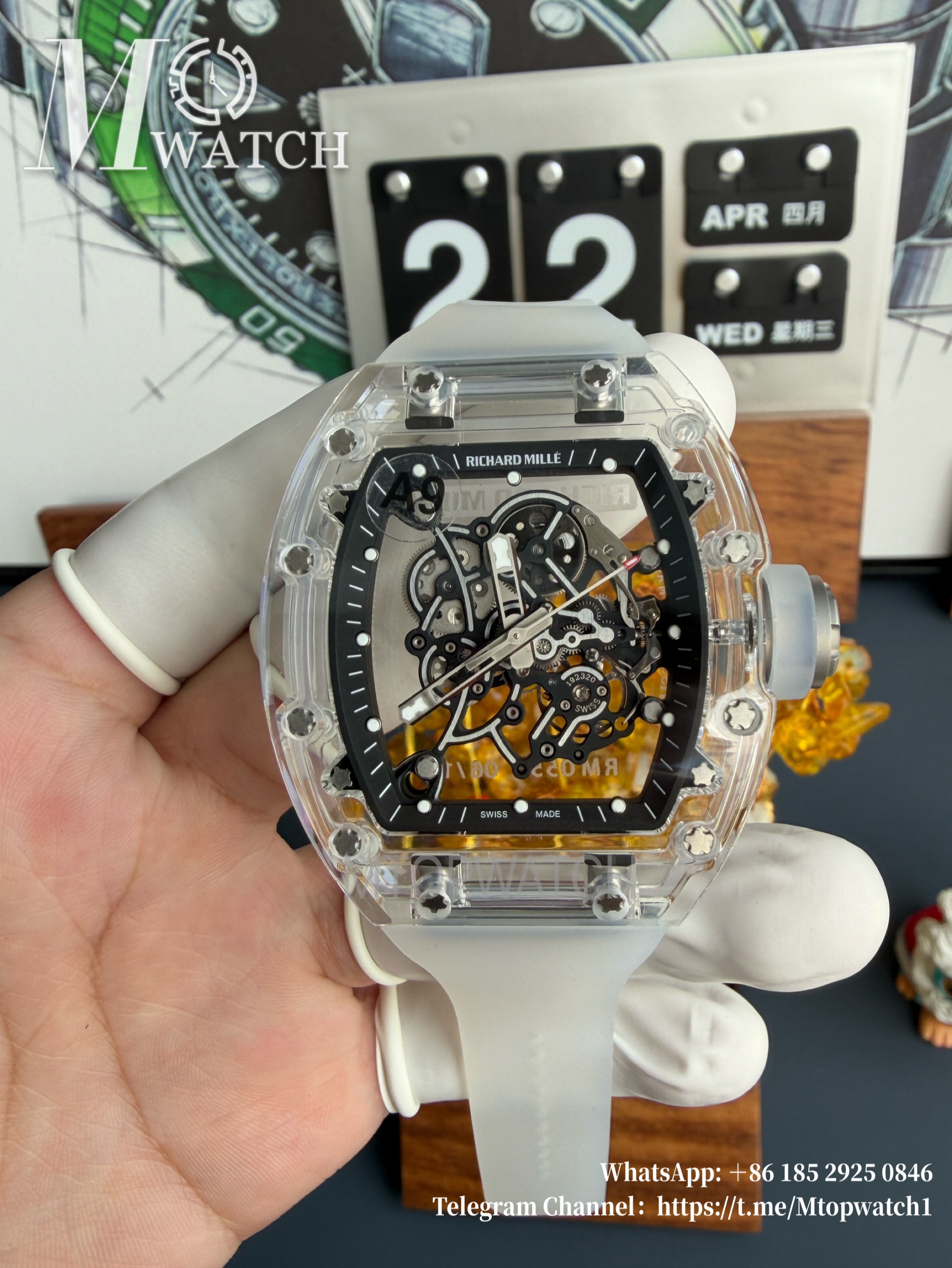 RICHARD MILLE - VAUCHER SUPER CLONE RM055 Crystal Sapphire Black Inner Bevel