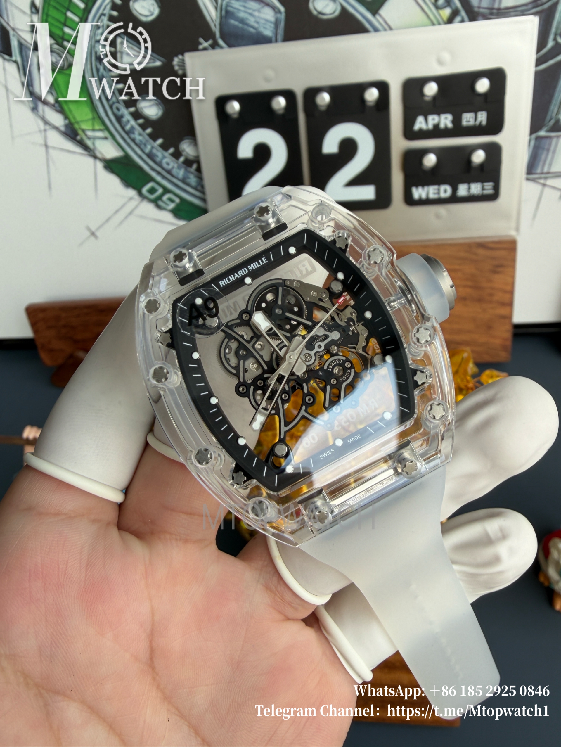 RICHARD MILLE - VAUCHER SUPER CLONE RM055 Crystal Sapphire Black Inner Bevel