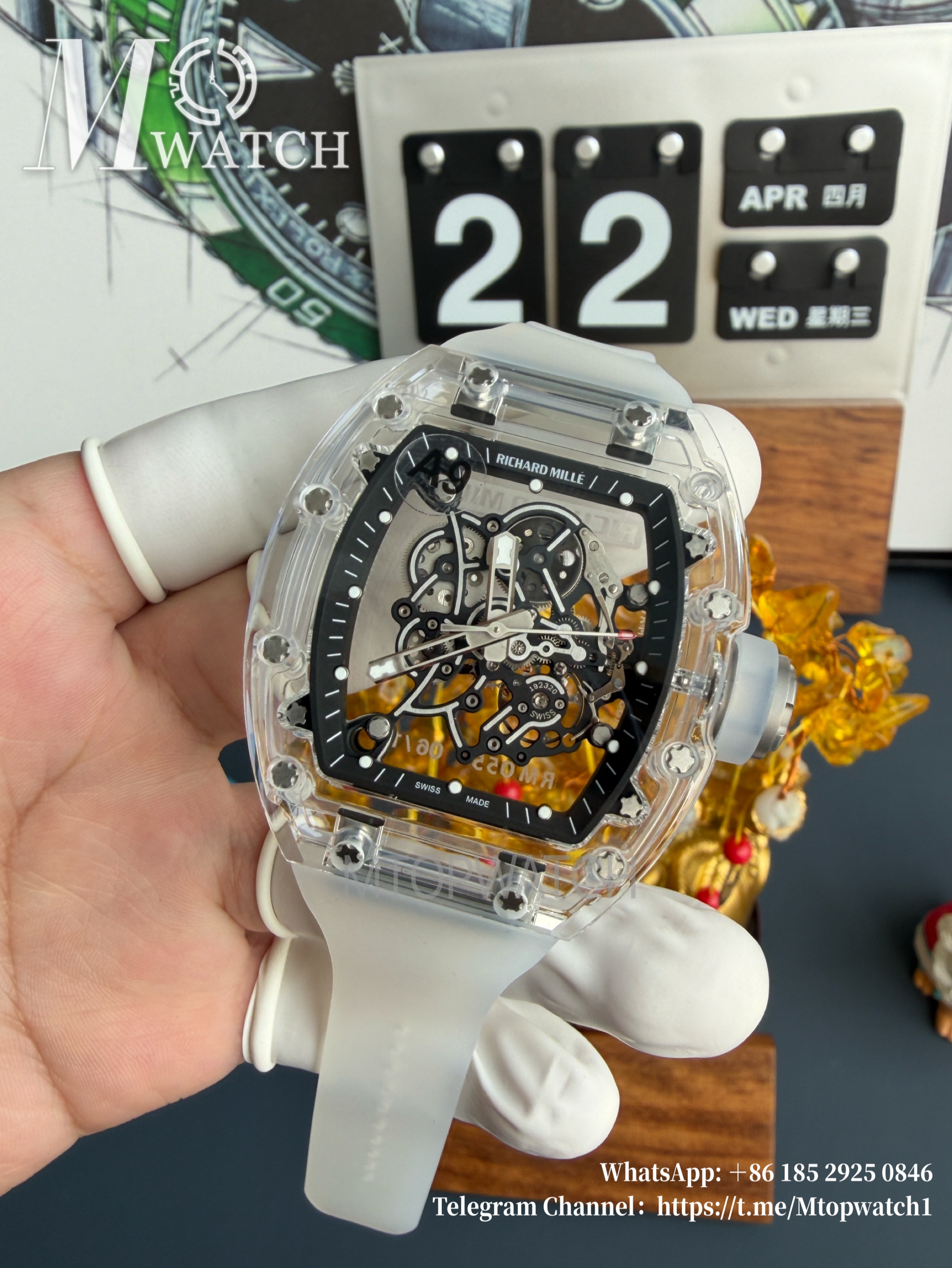 RICHARD MILLE - VAUCHER SUPER CLONE RM055 Crystal Sapphire Black Inner Bevel