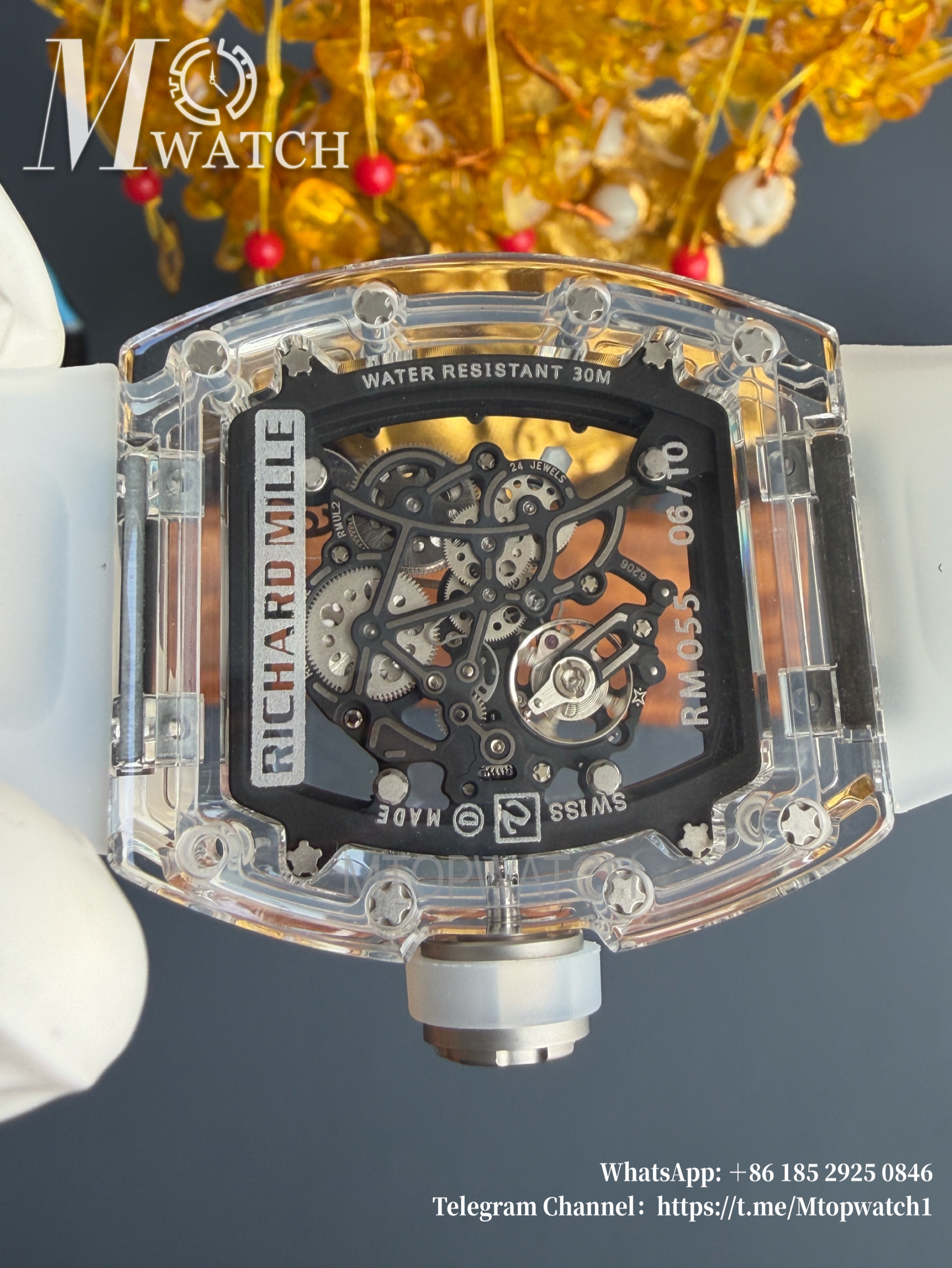 RICHARD MILLE - VAUCHER SUPER CLONE RM055 Crystal Sapphire Black Inner Bevel