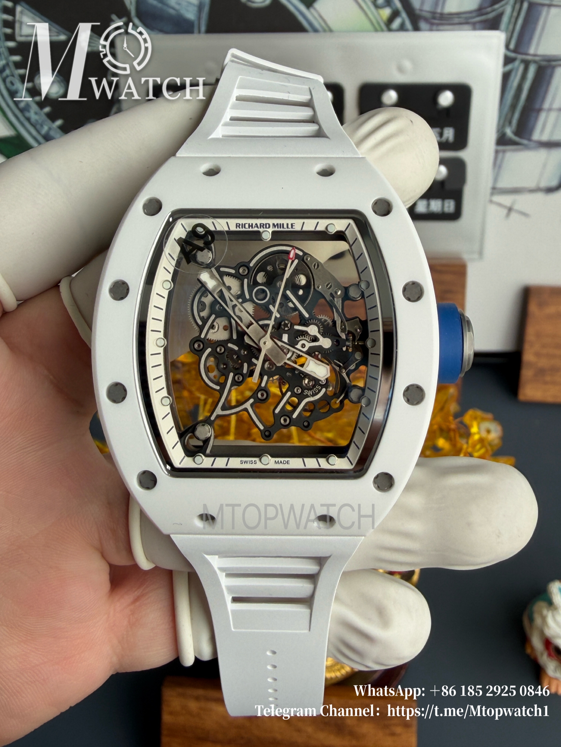 RICHARD MILLE - VAUCHER SUPER CLONE RM055 Bubba Watson White Ceramic Black Middle Case