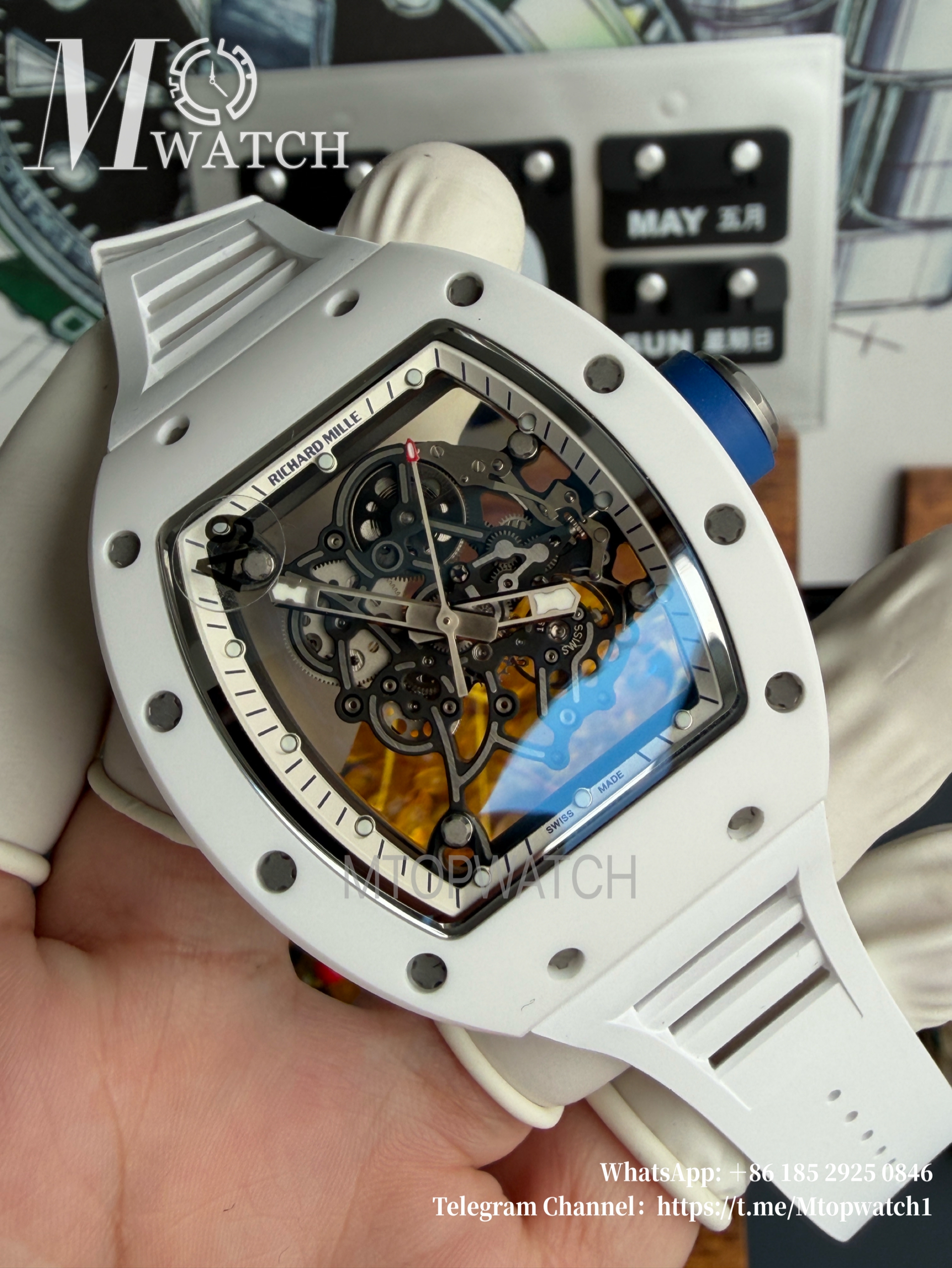 RICHARD MILLE - VAUCHER SUPER CLONE RM055 Bubba Watson White Ceramic Black Middle Case