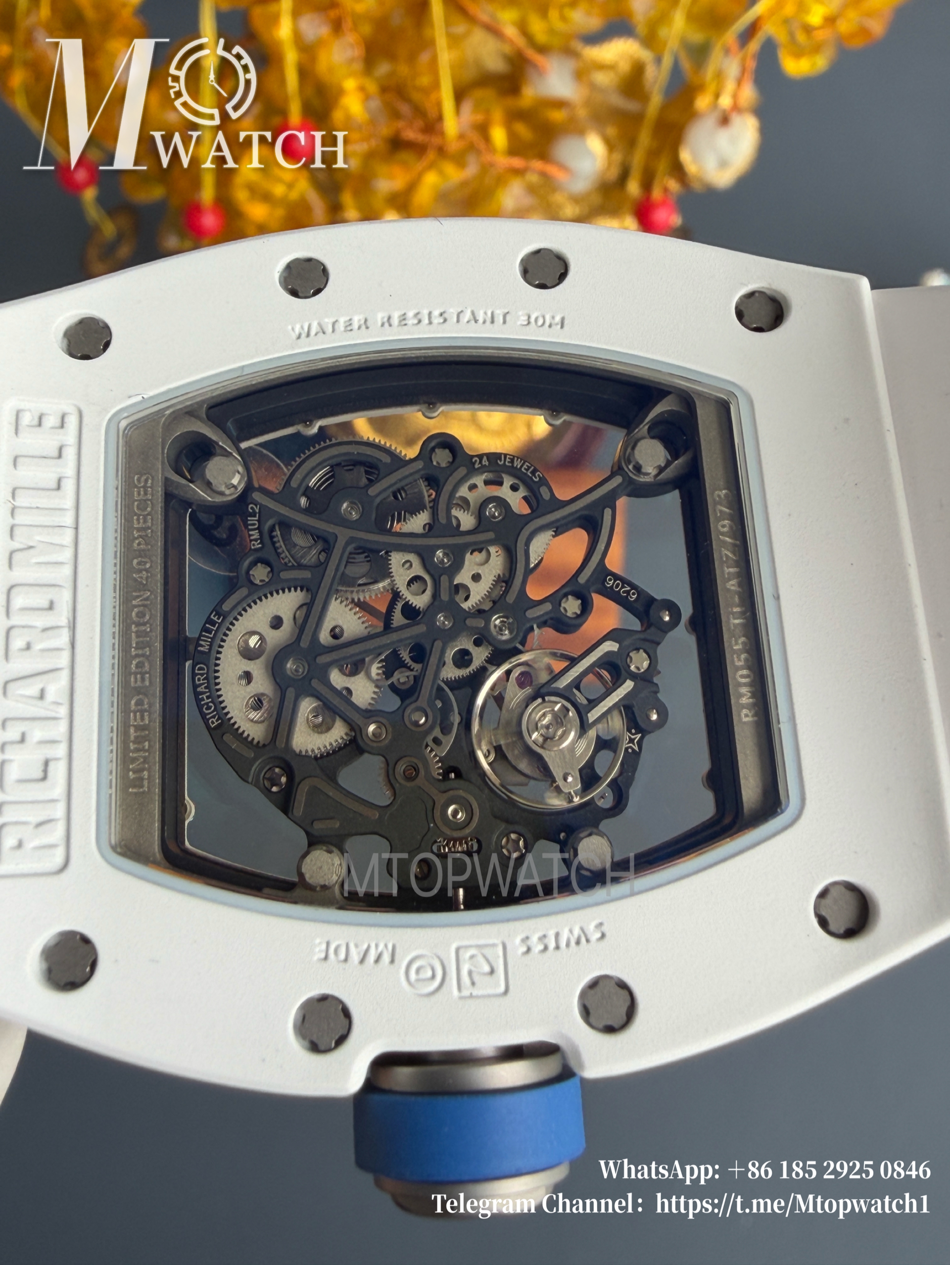 RICHARD MILLE - VAUCHER SUPER CLONE RM055 Bubba Watson White Ceramic Black Middle Case