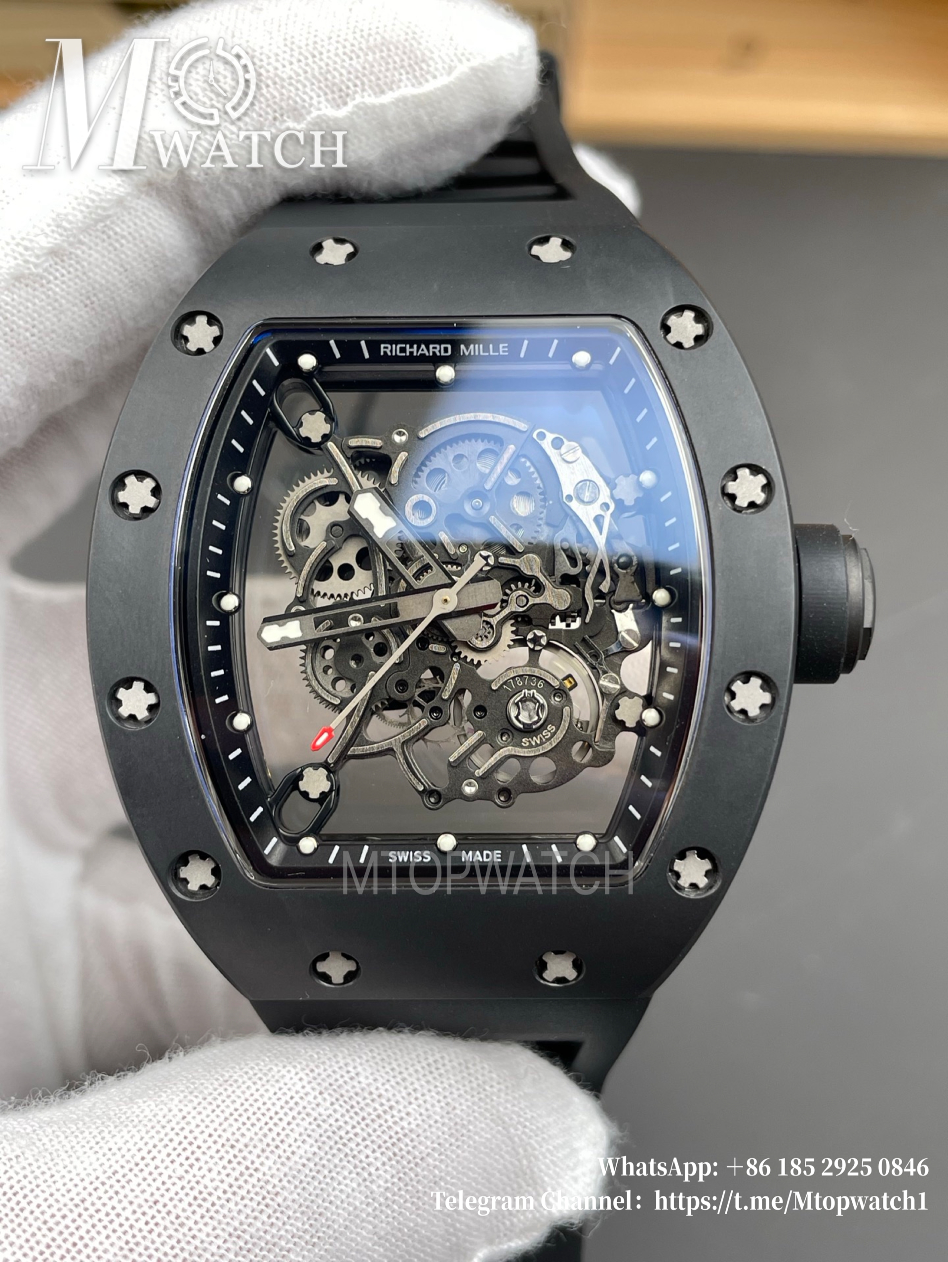 RICHARD MILLE - VAUCHER SUPER CLONE RM055 Bubba Watson Black Ceramic White Middle Case